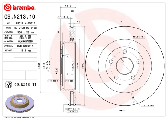 Brembo Remschijven 09.N213.11