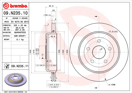 Brembo Remschijven 09.N235.11