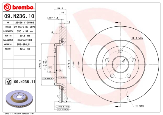 Brembo Remschijven 09.N236.11