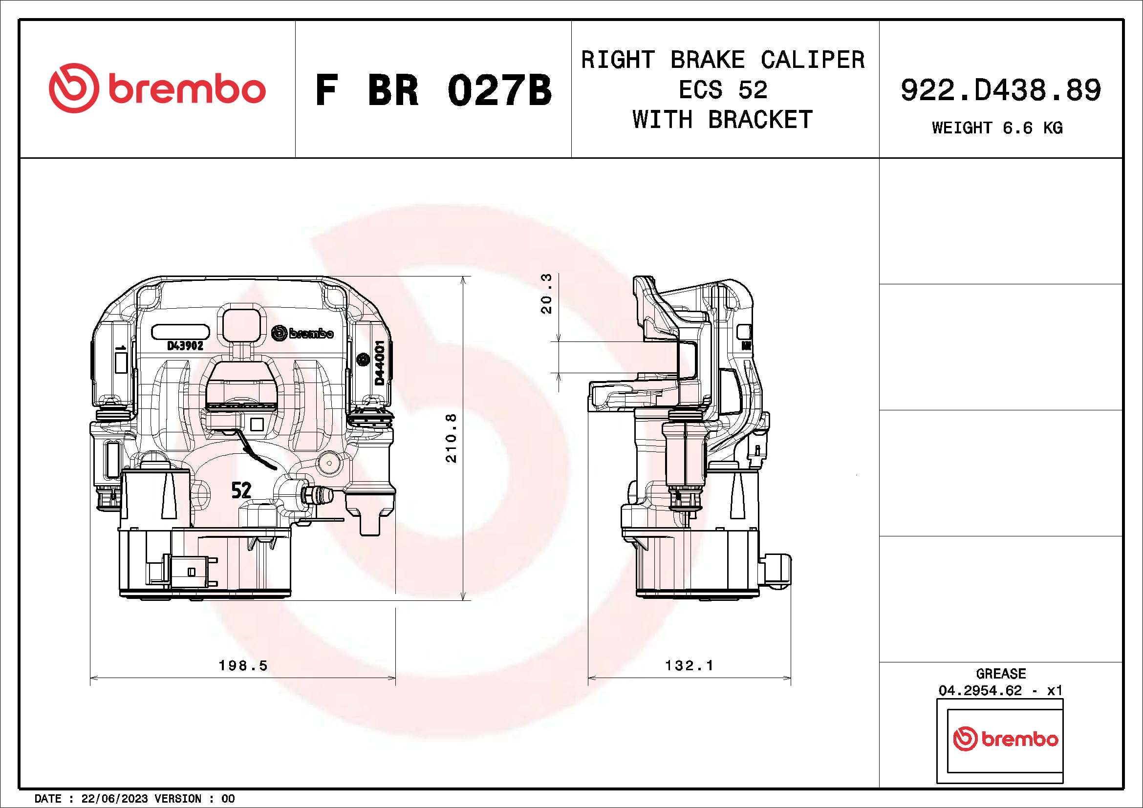 Brembo Remzadel/remklauw F BR 027B