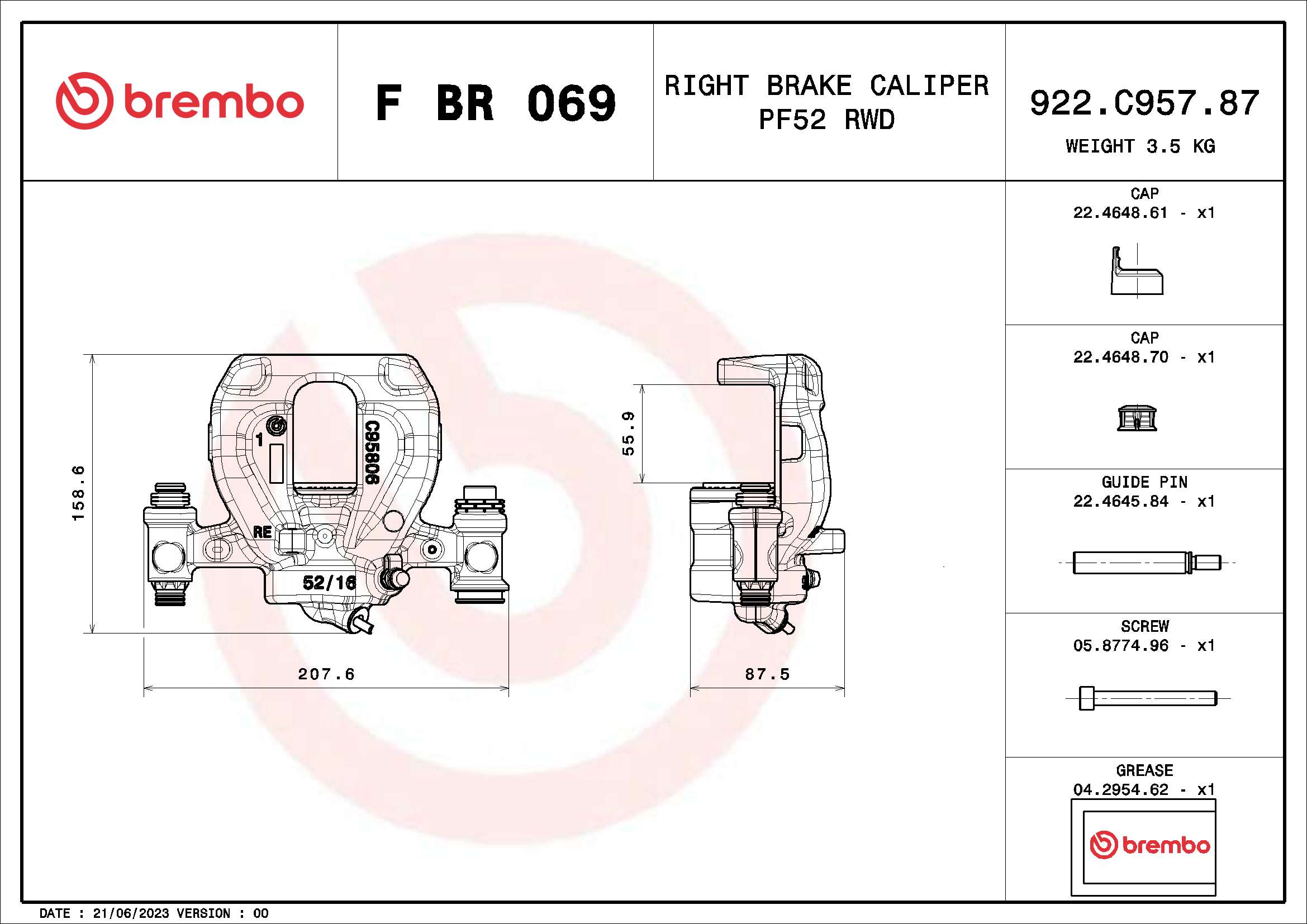 Brembo Remzadel/remklauw F BR 069
