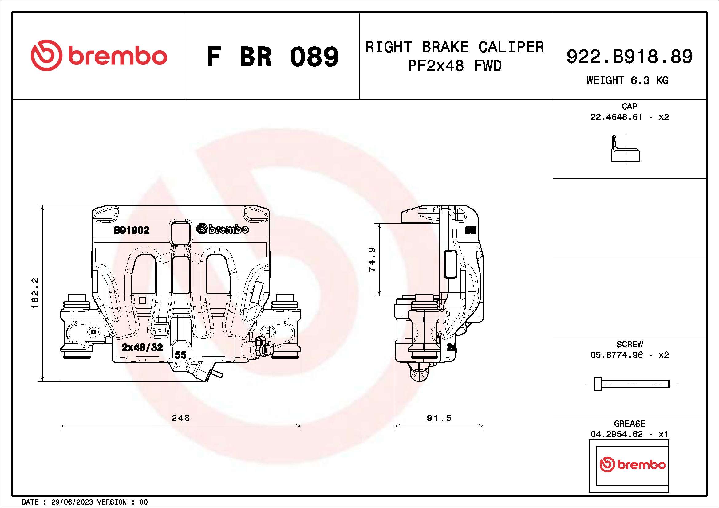 Brembo Remzadel/remklauw F BR 089