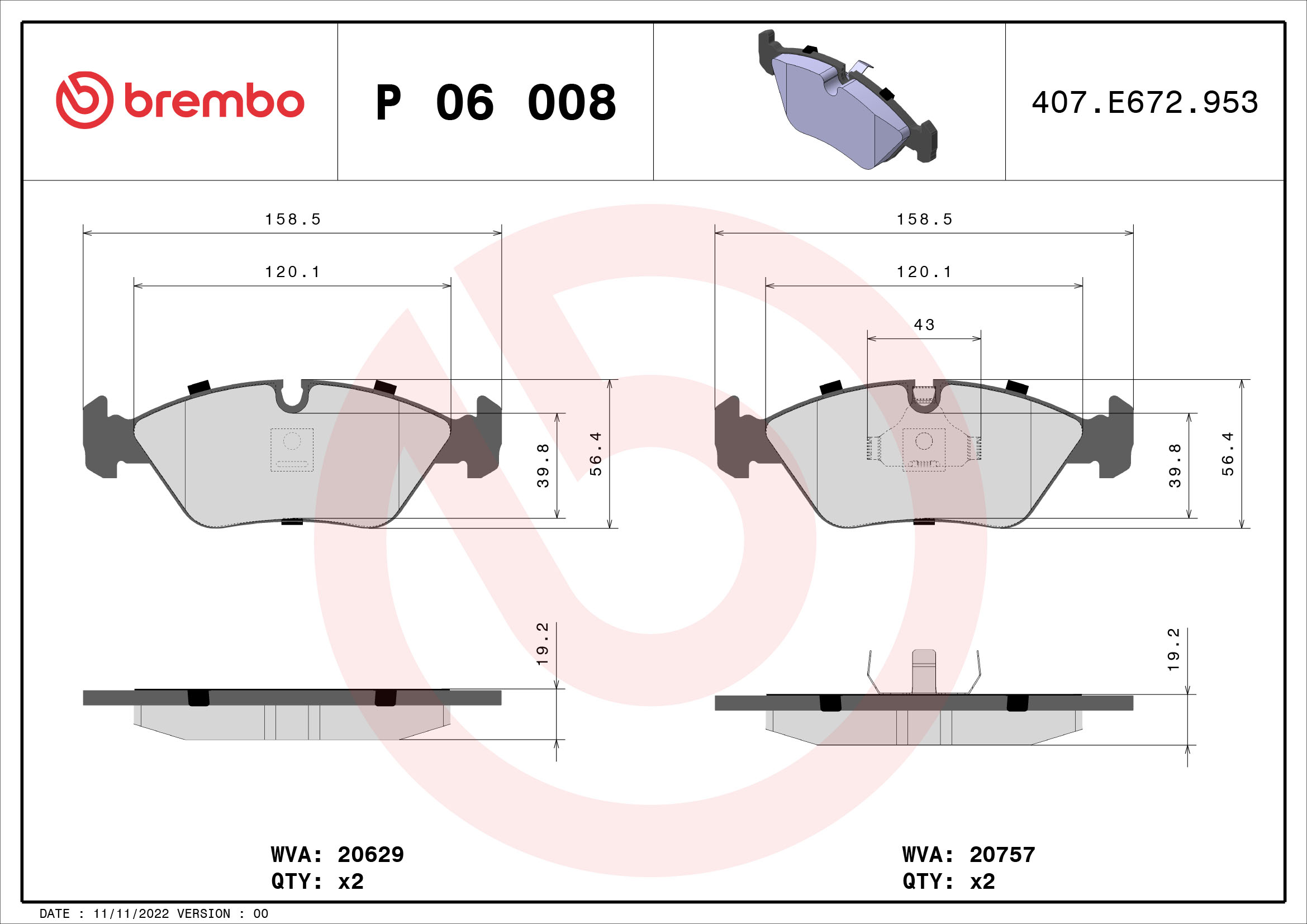 Brembo Remblokset P 06 008