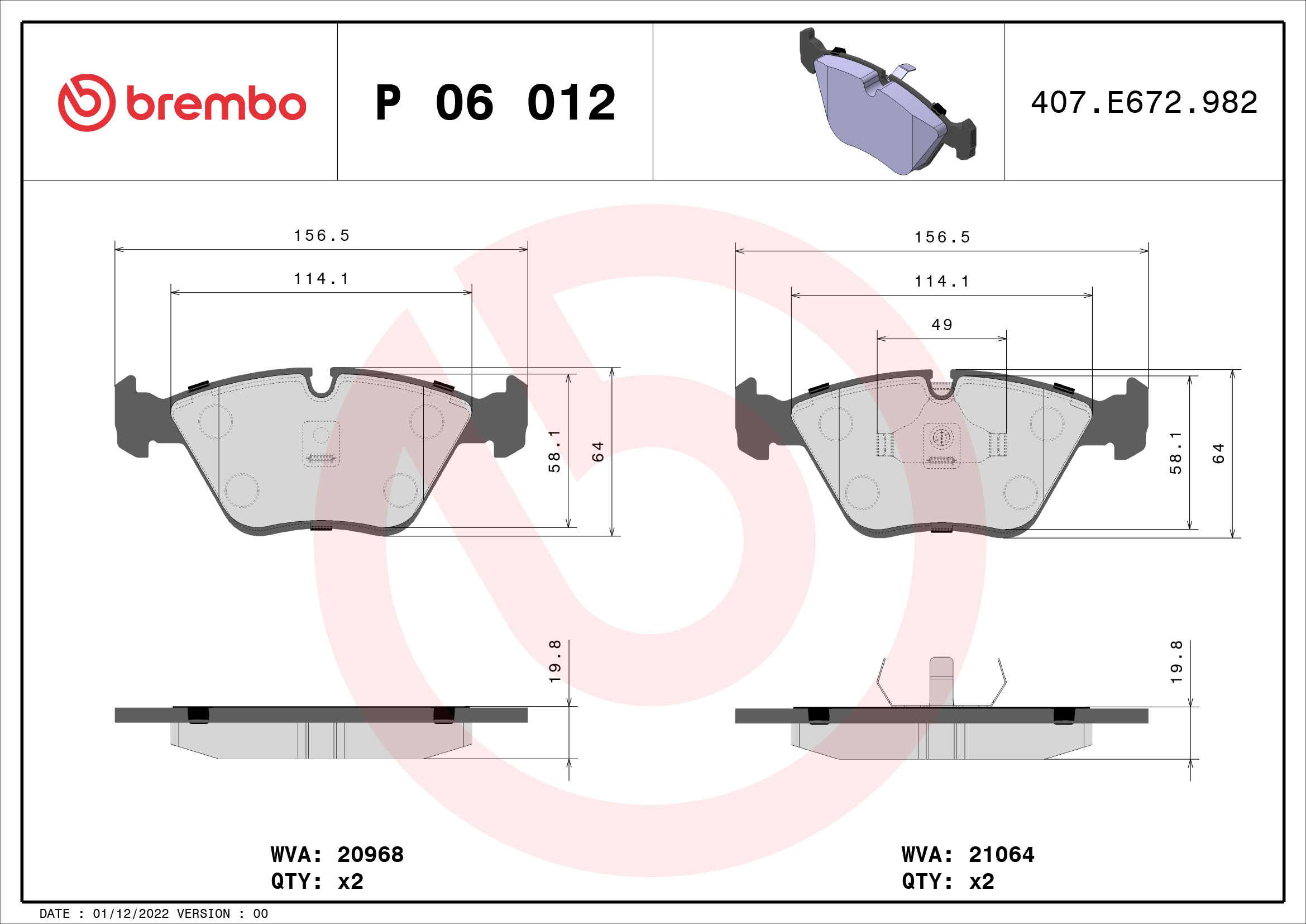 Brembo Remblokset P 06 012
