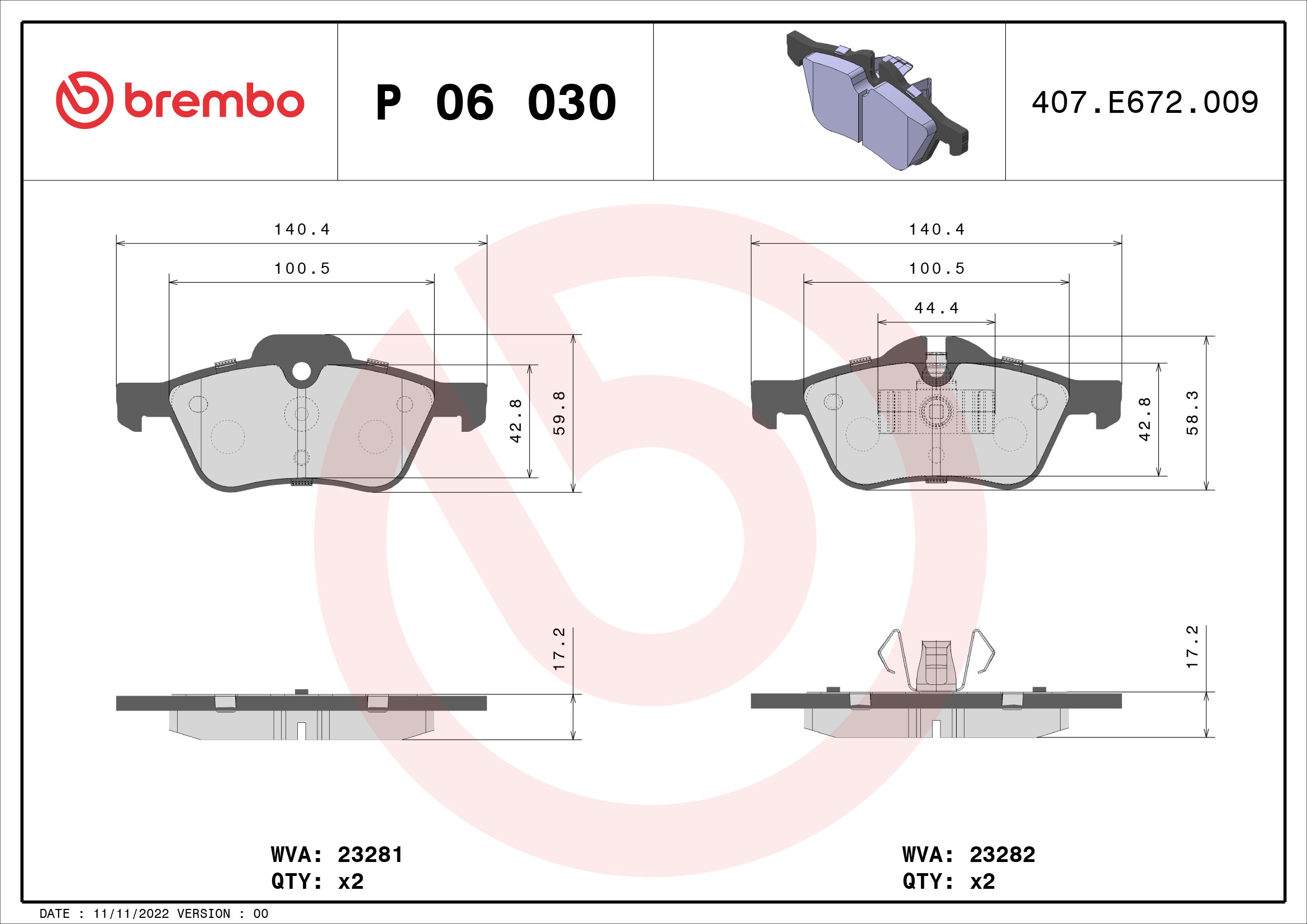 Brembo Remblokset P 06 030