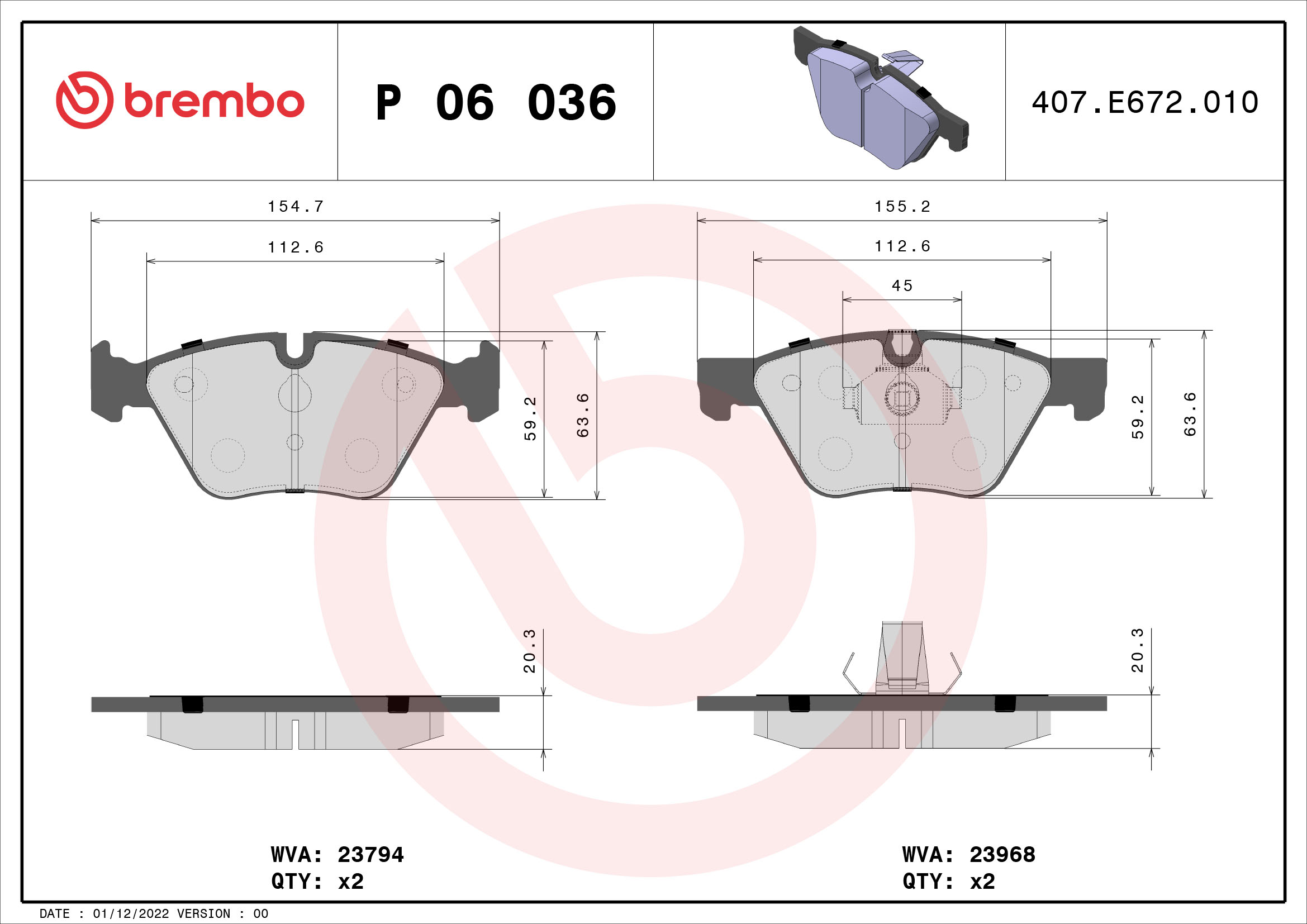 Brembo Remblokset P 06 036X