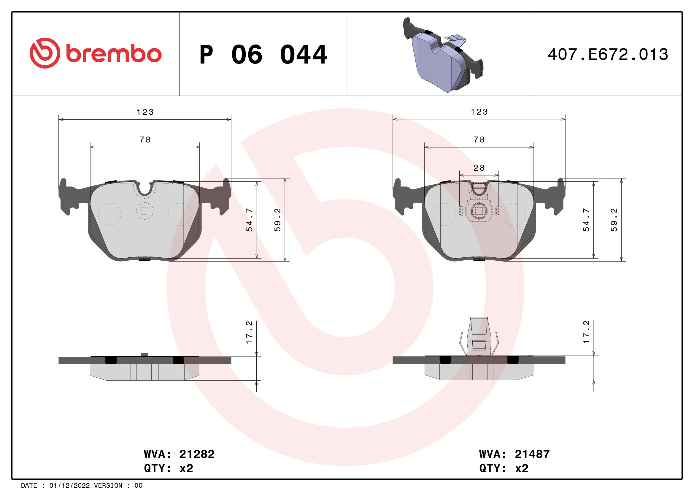 Brembo Remblokset P 06 044