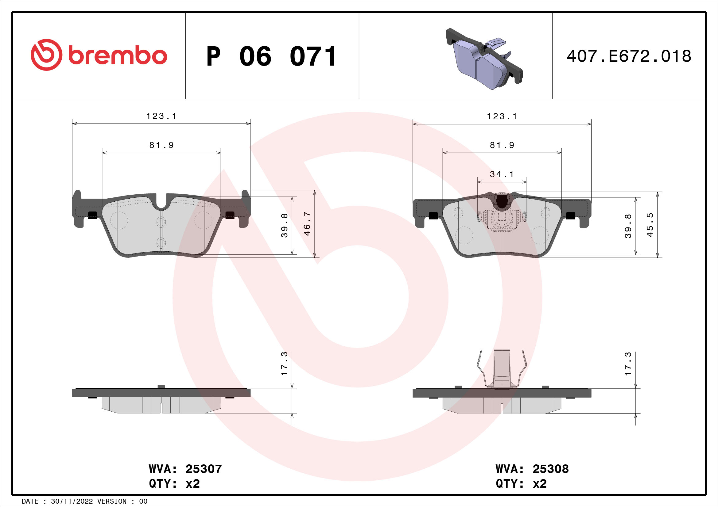 Brembo Remblokset P 06 071X