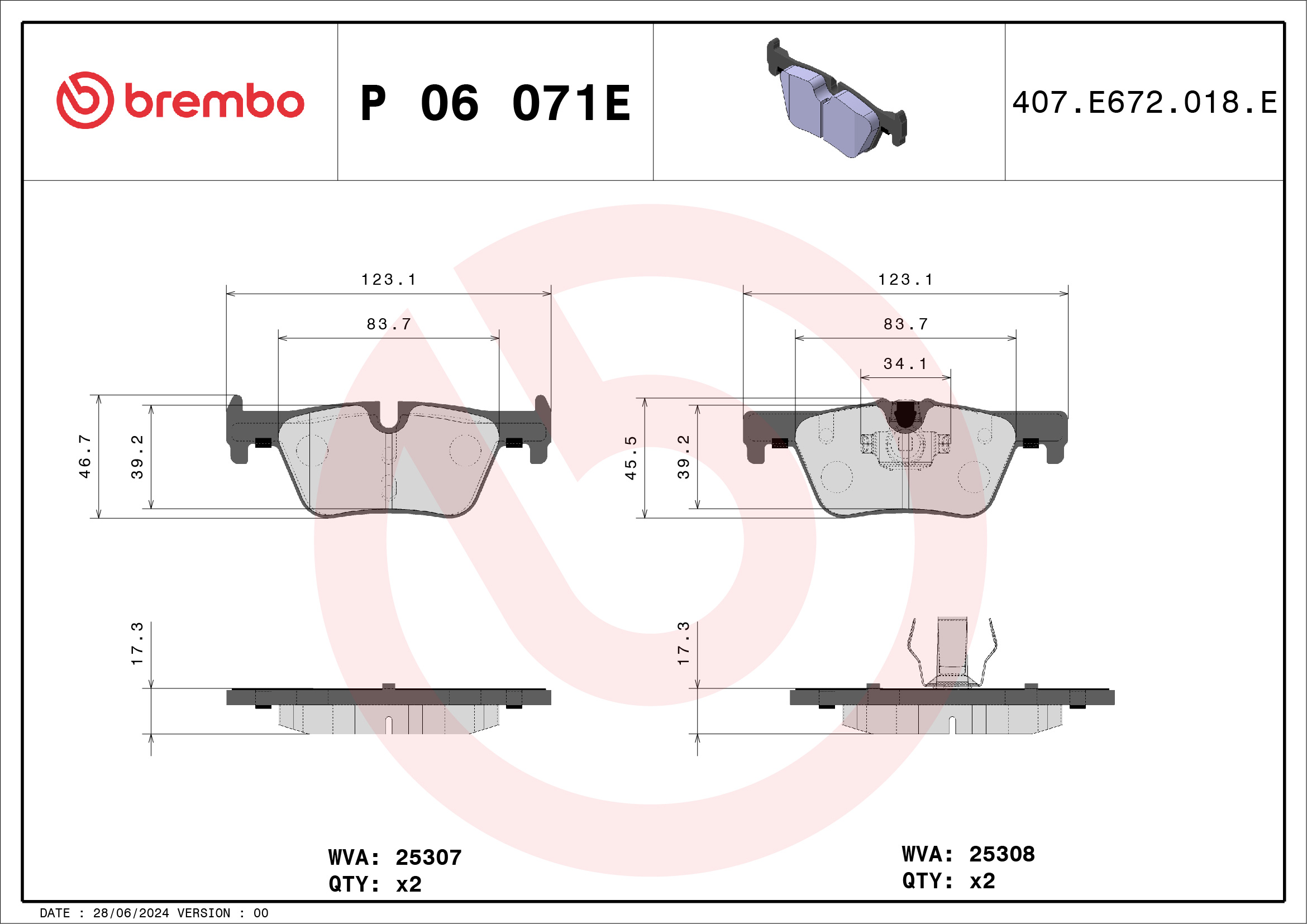 Brembo Remblokset P 06 071E