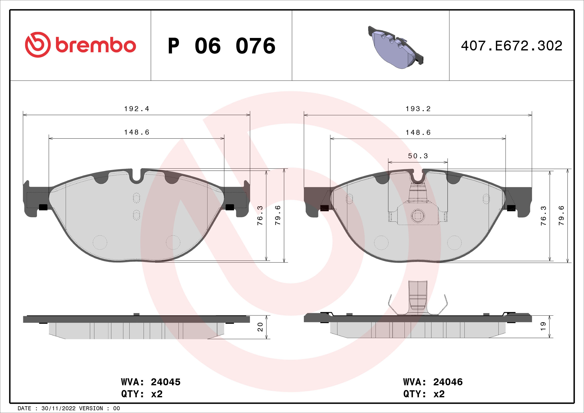 Brembo Remblokset P 06 076