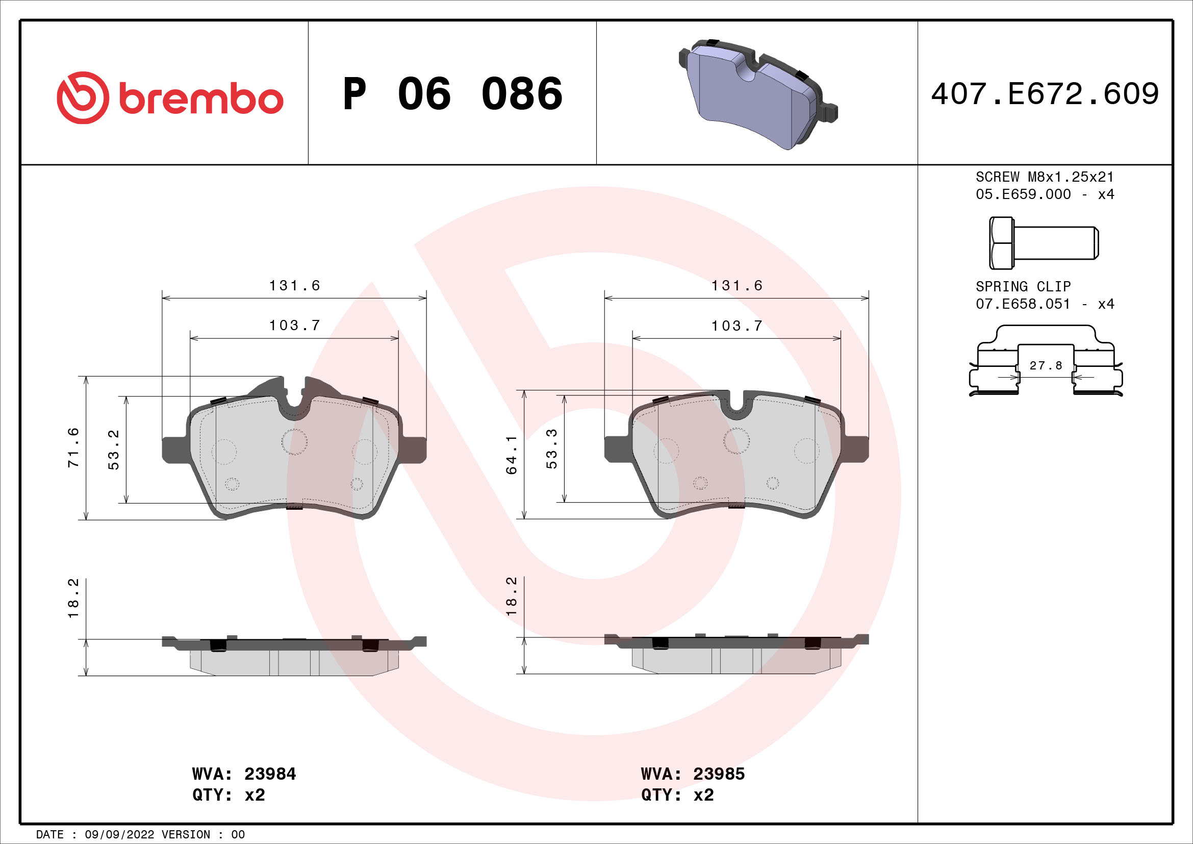 Brembo Remblokset P 06 086