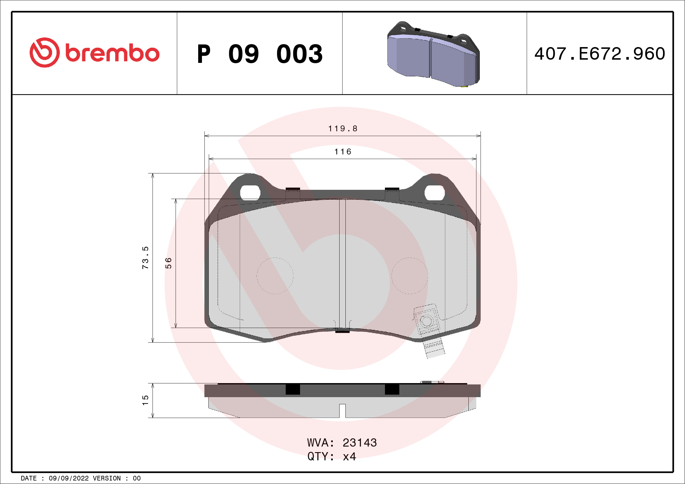 Brembo Remblokset P 09 003
