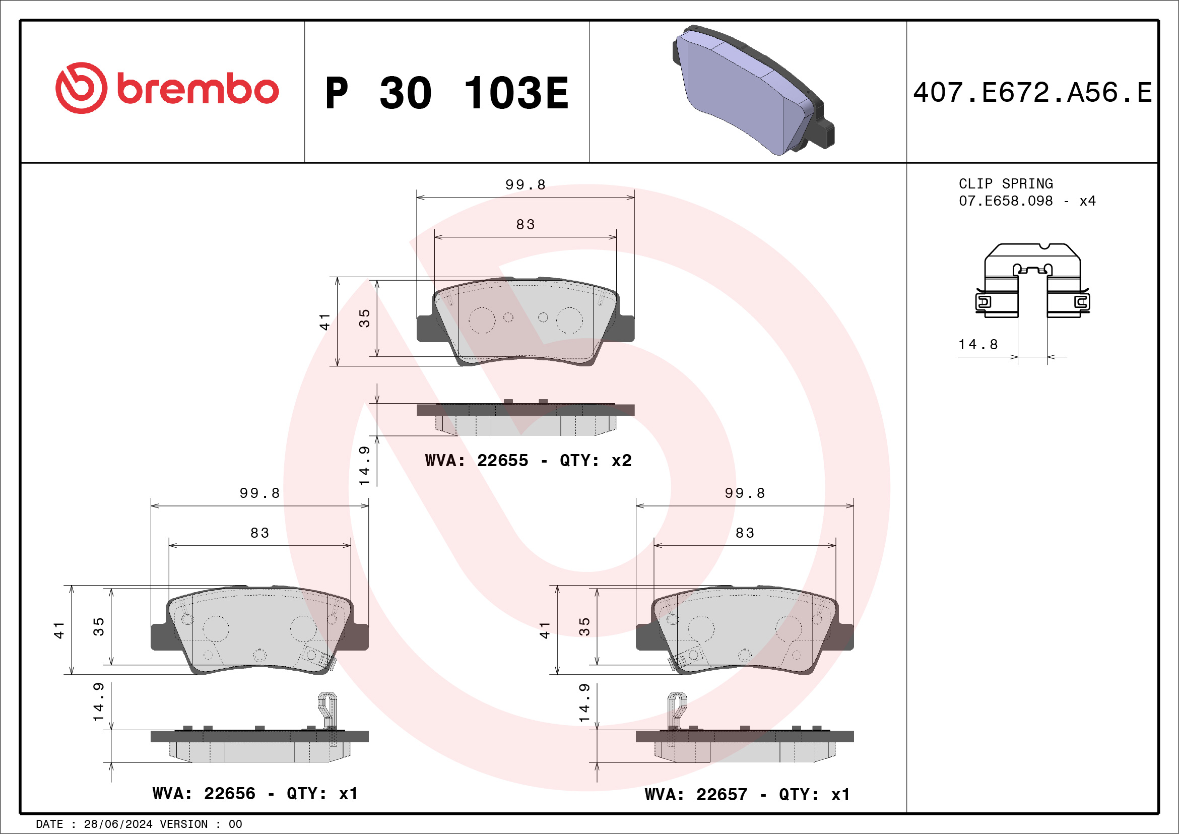 Brembo Remblokset P 30 103E