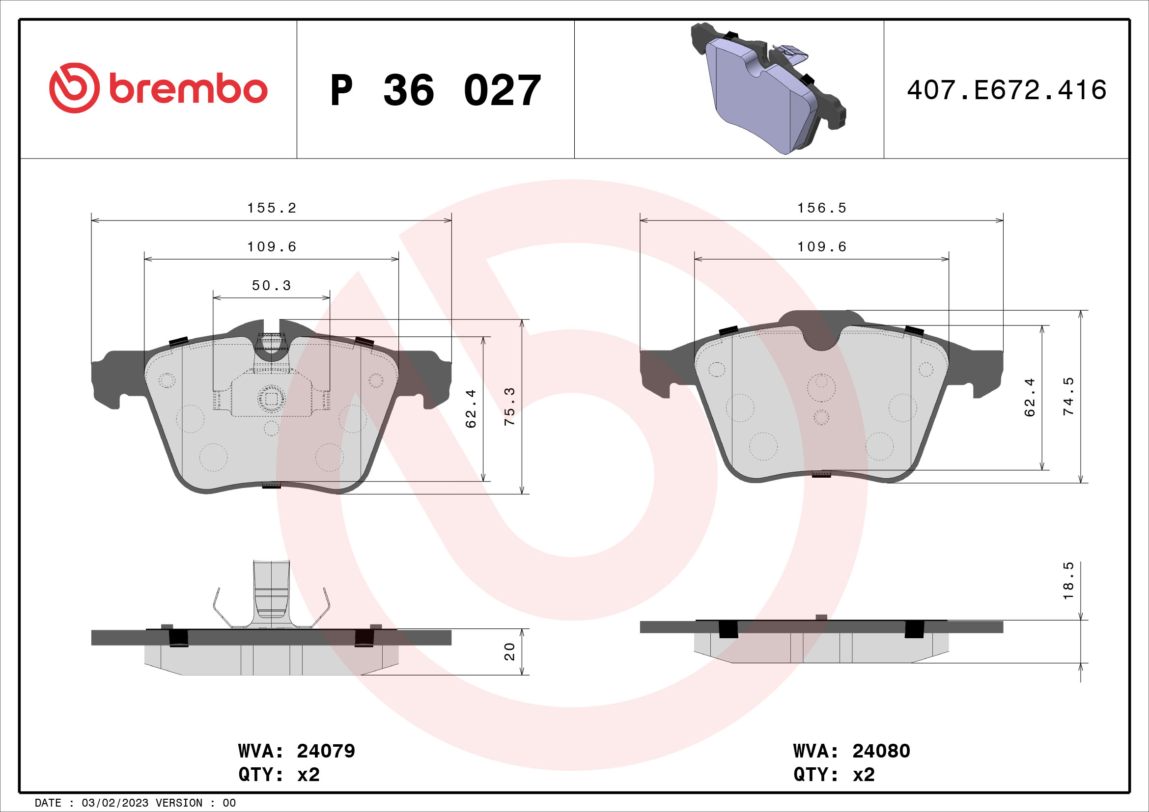 Brembo Remblokset P 36 027