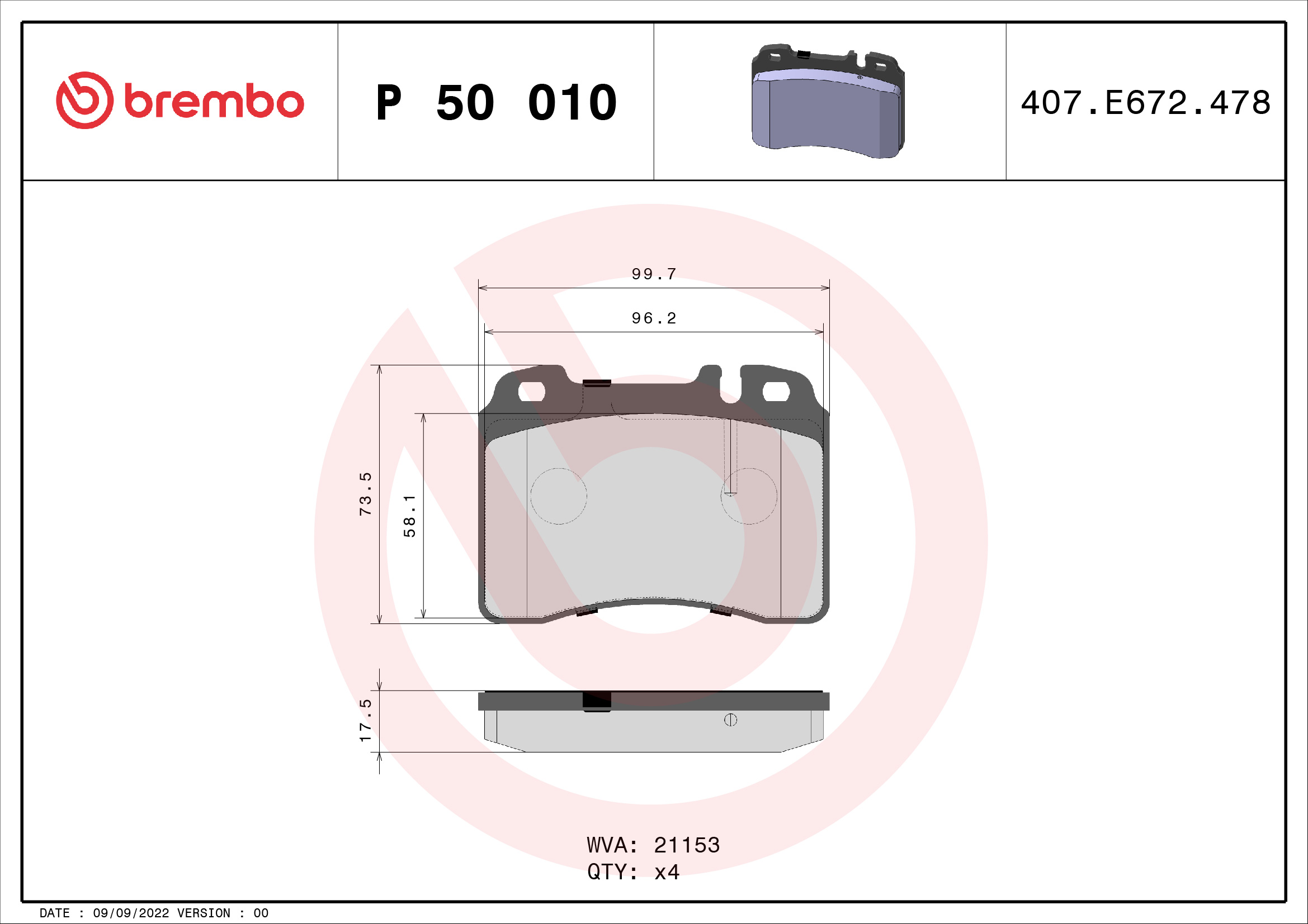 Brembo Remblokset P 50 010
