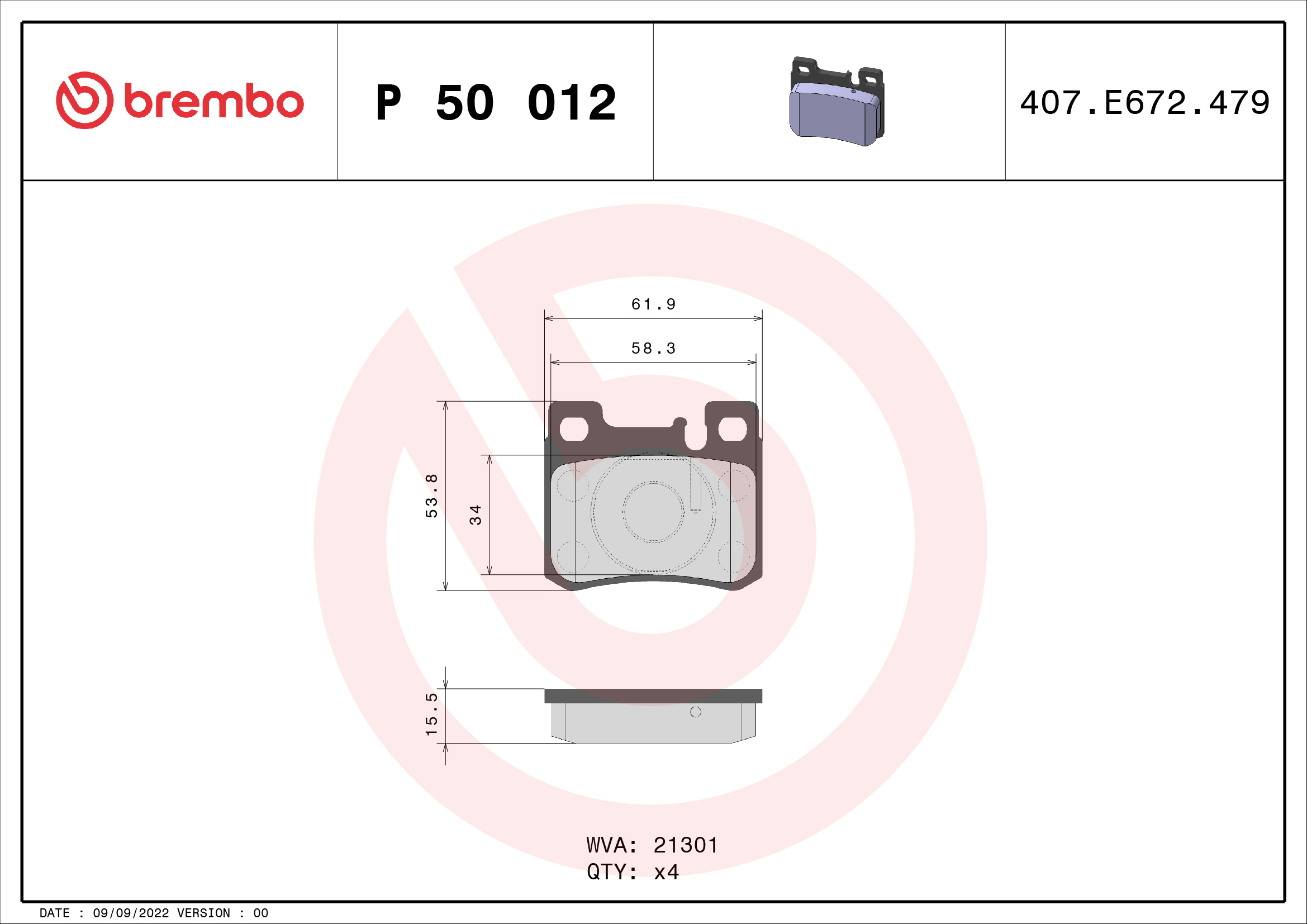 Brembo Remblokset P 50 012