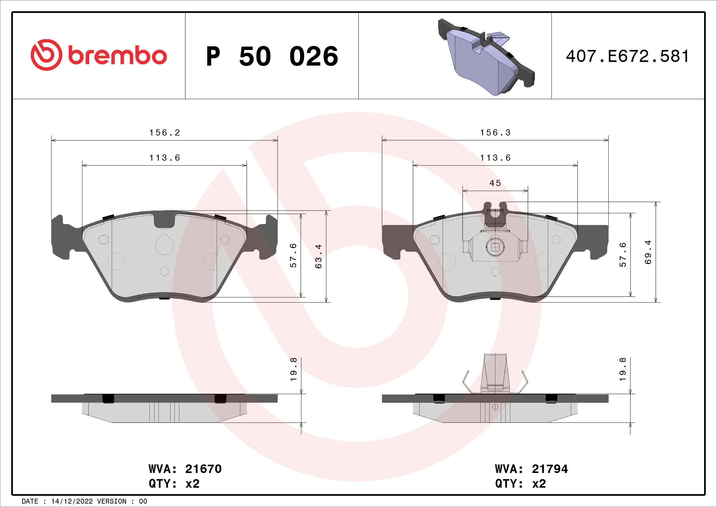 Brembo Remblokset P 50 026
