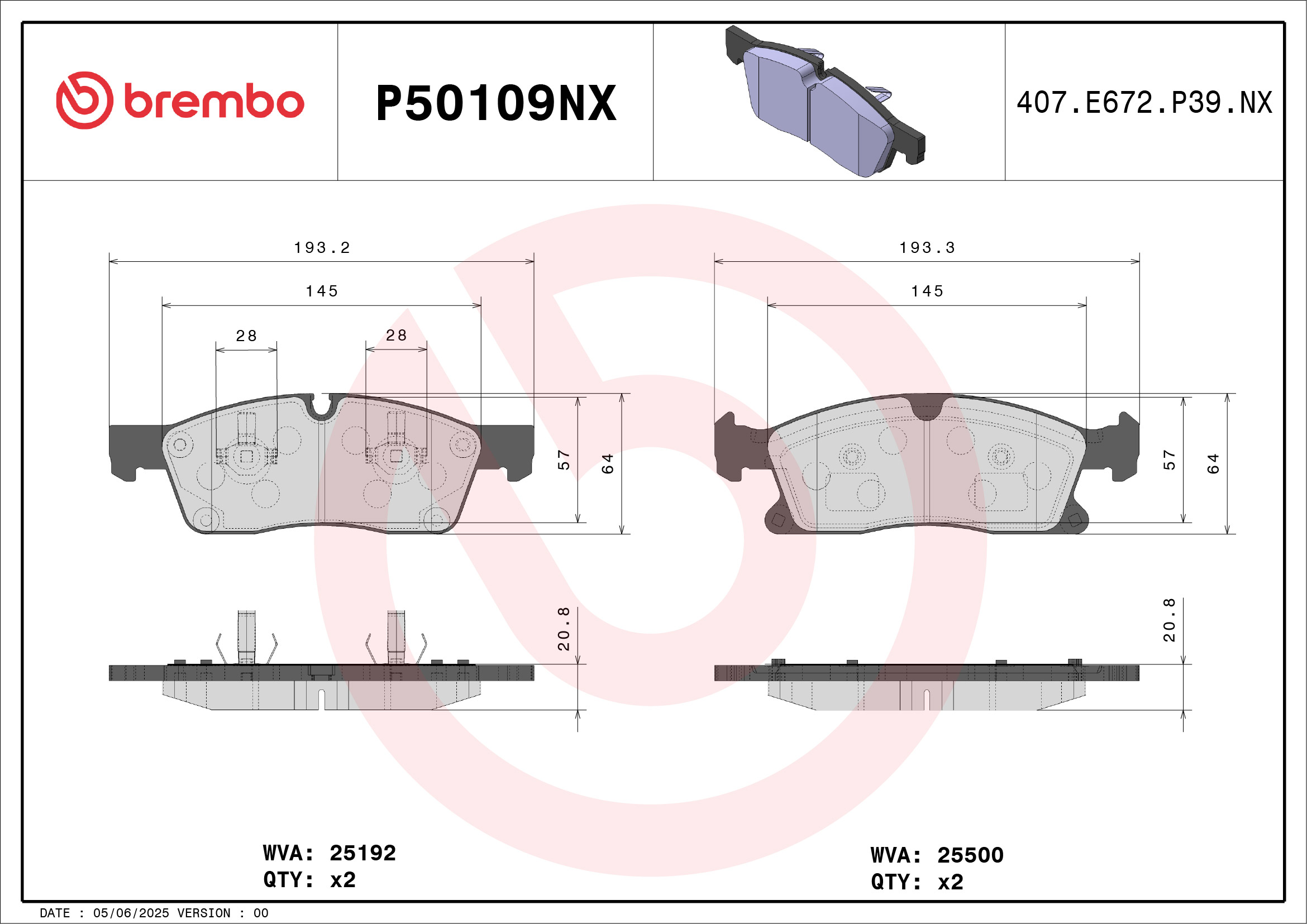 Brembo Remblokkenset, schijfrem P50109NX