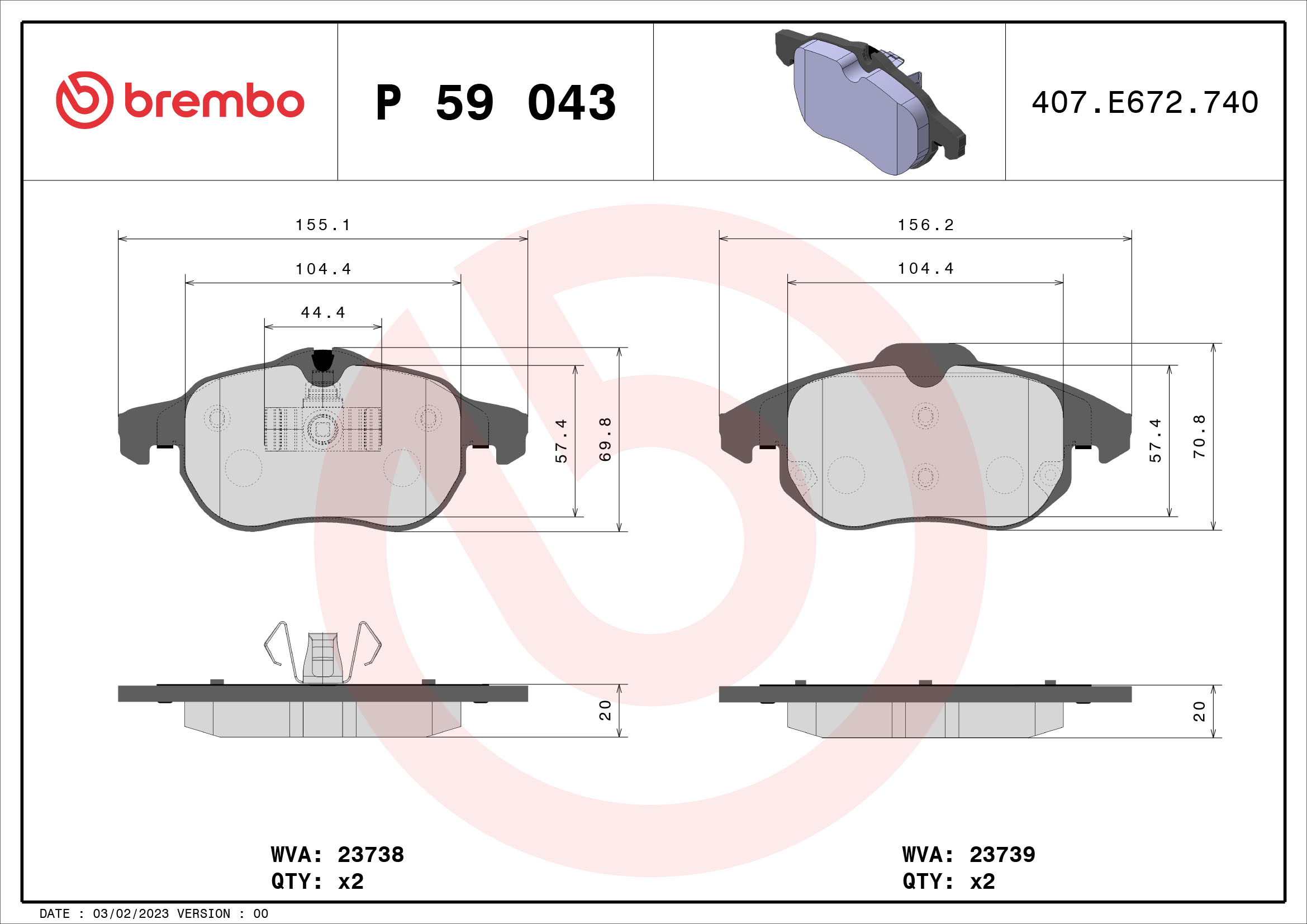 Brembo Remblokset P 59 043X