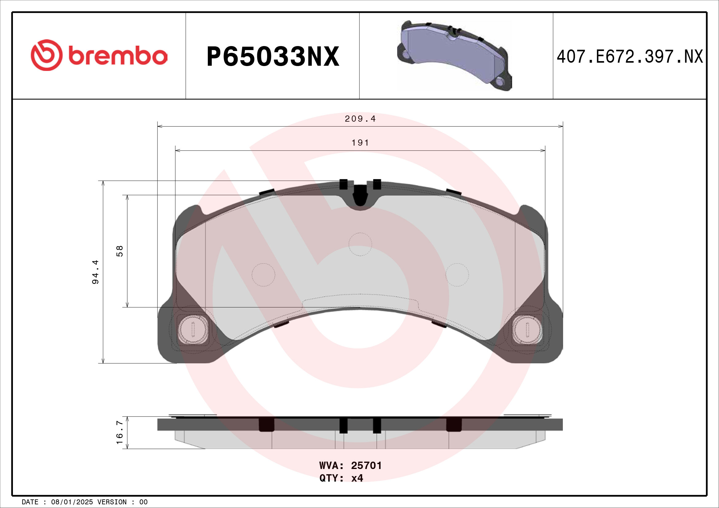 Brembo Remblokkenset, schijfrem P65033NX