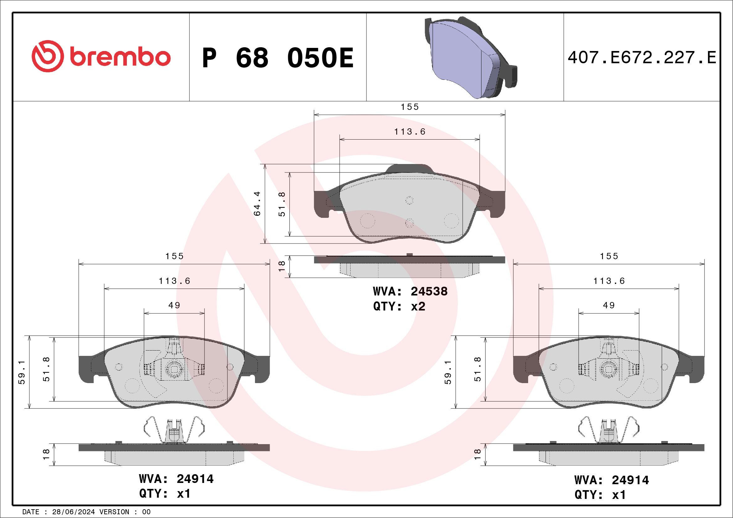 Brembo Remblokset P 68 050E