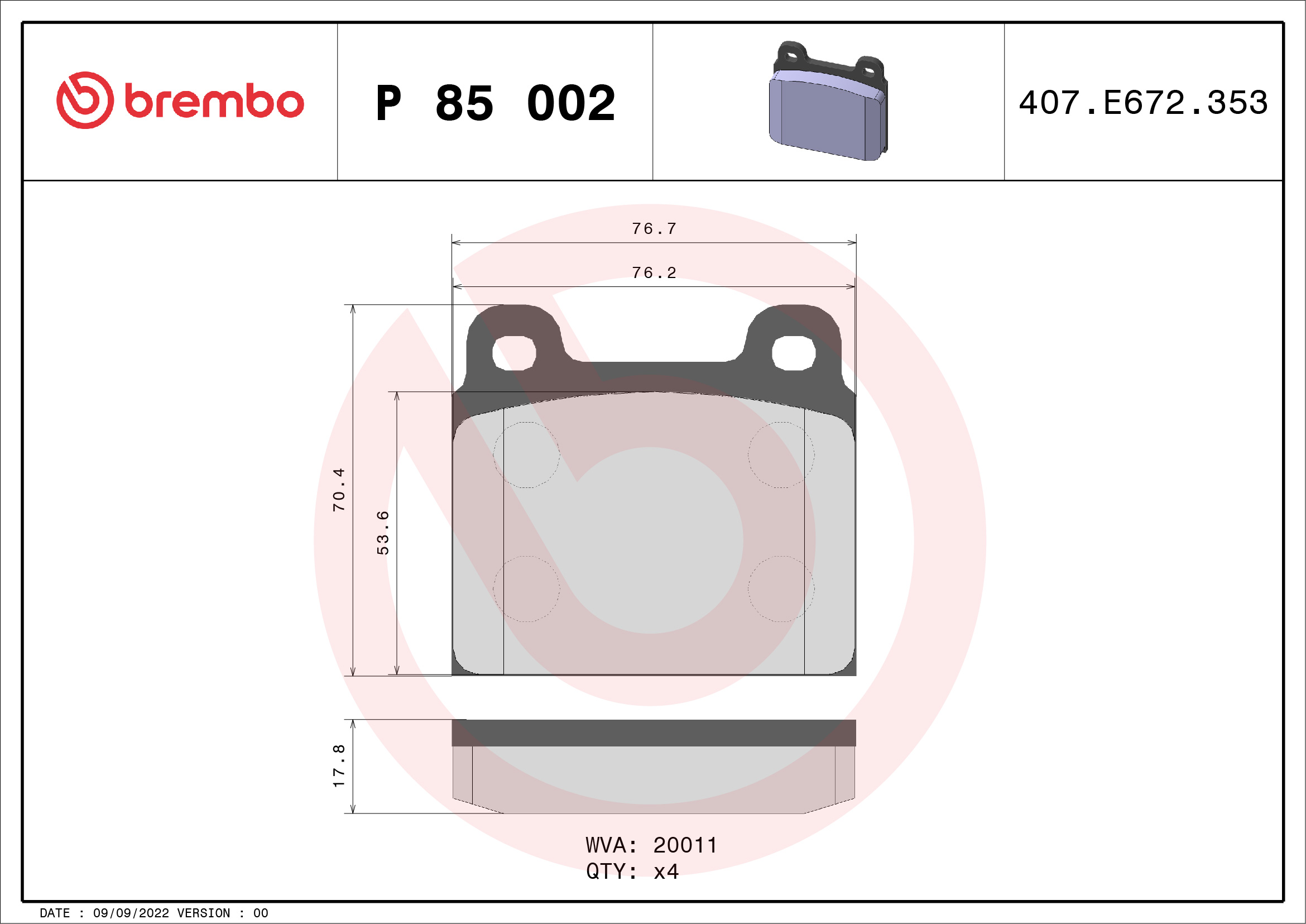 Brembo Remblokset P 85 002