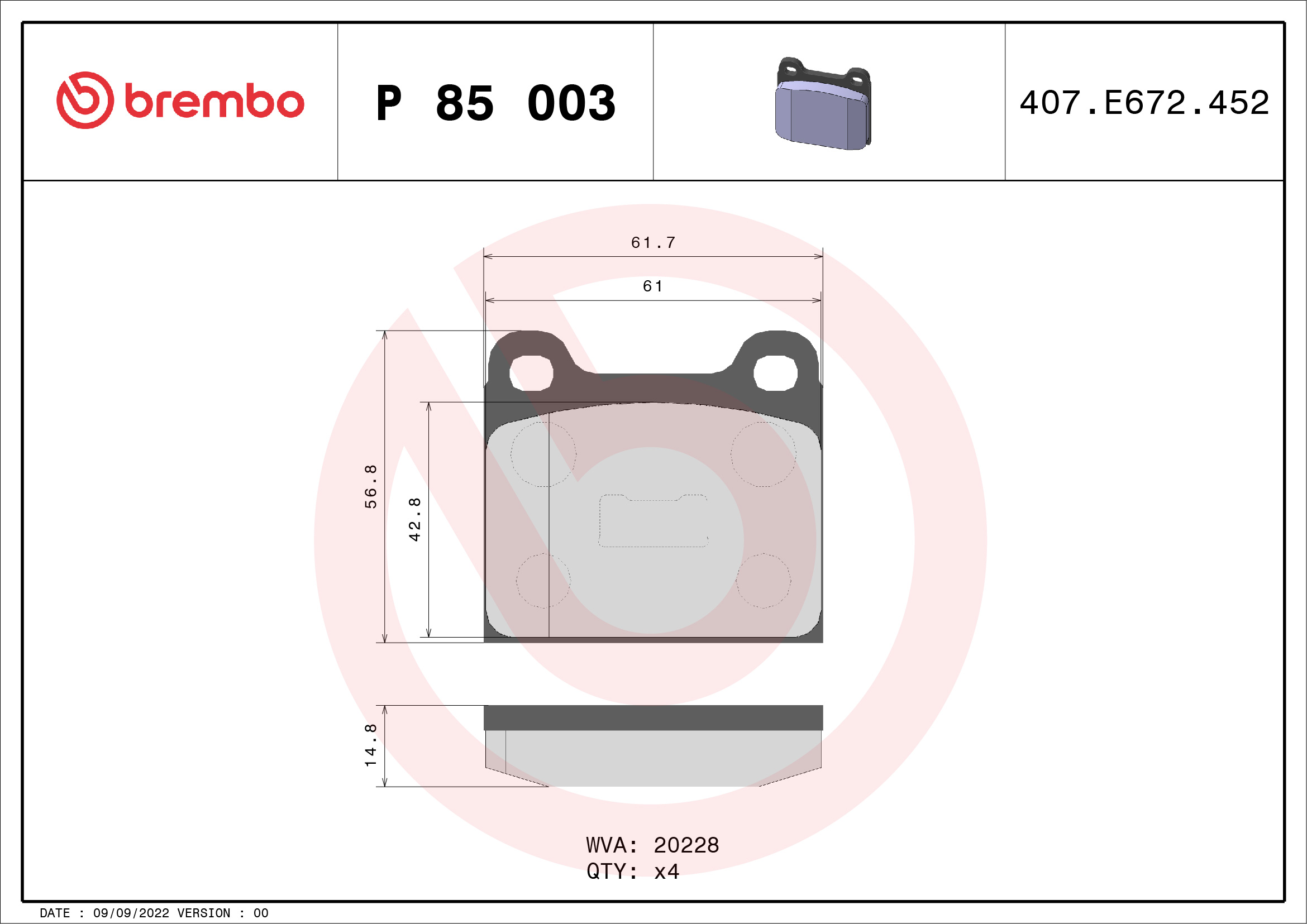 Brembo Remblokset P 85 003