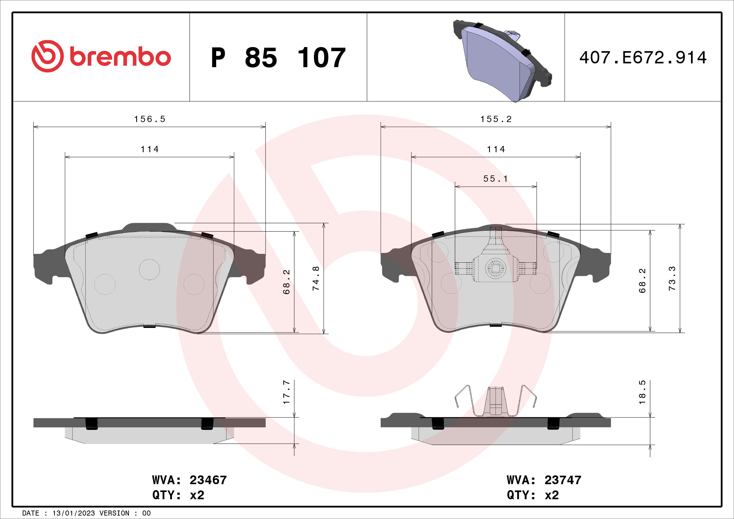 Brembo Remblokset P 85 107