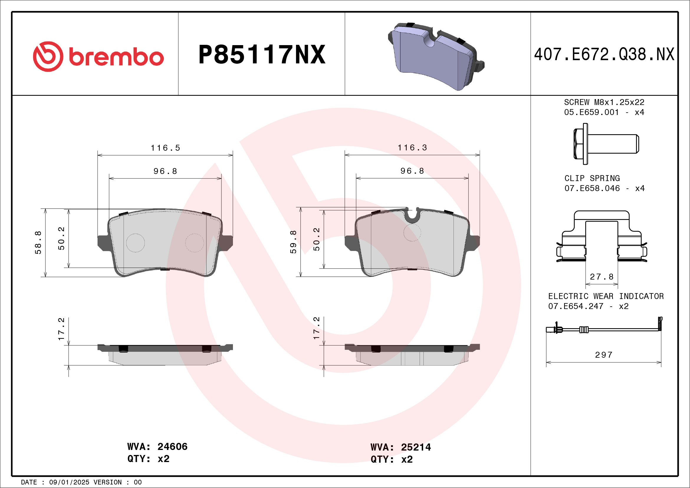 Brembo Remblokkenset, schijfrem P85117NX