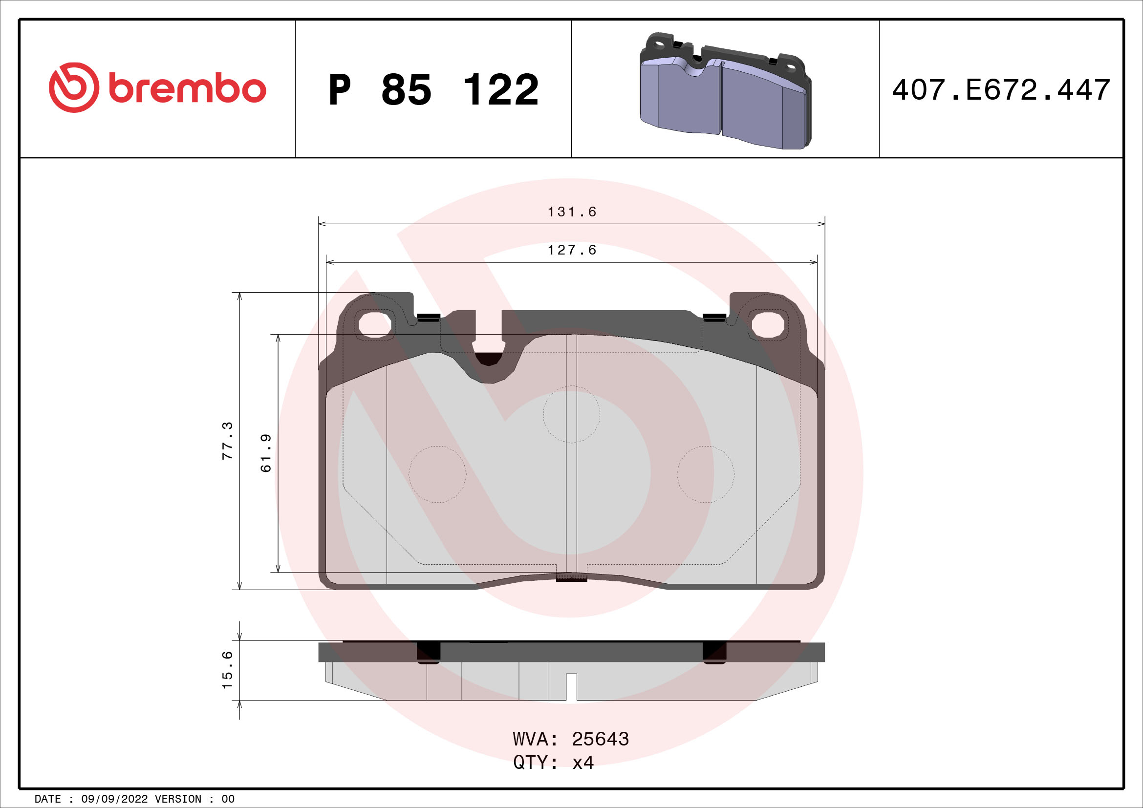 Brembo Remblokset P 85 122