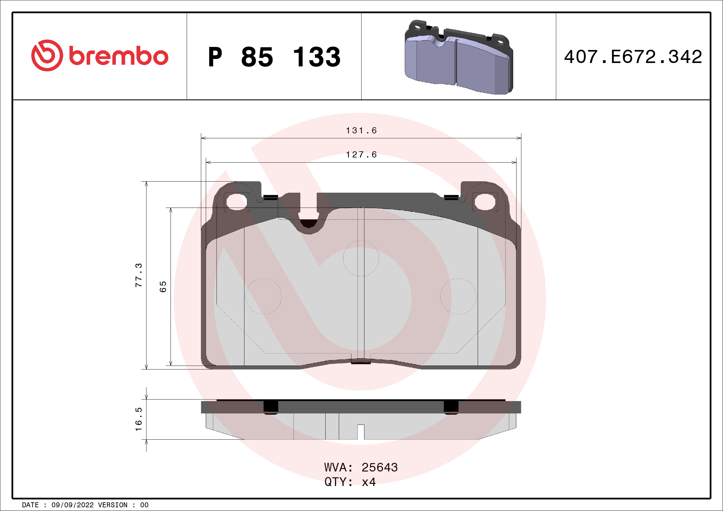 Brembo Remblokset P 85 133
