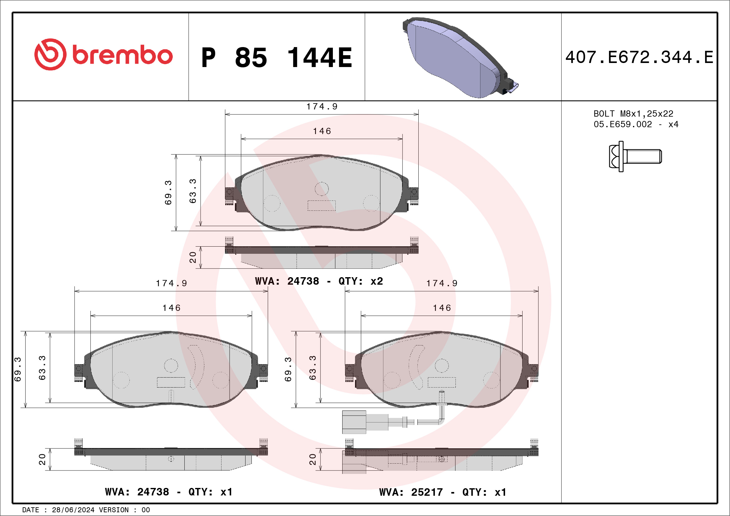 Brembo Remblokset P 85 144E