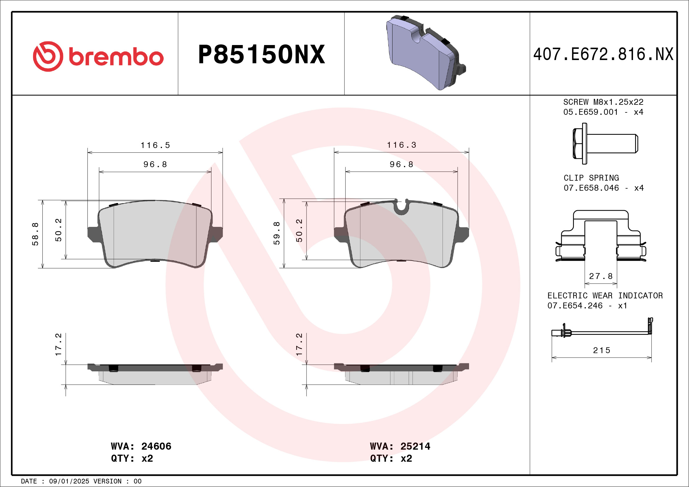 Brembo Remblokkenset, schijfrem P85150NX