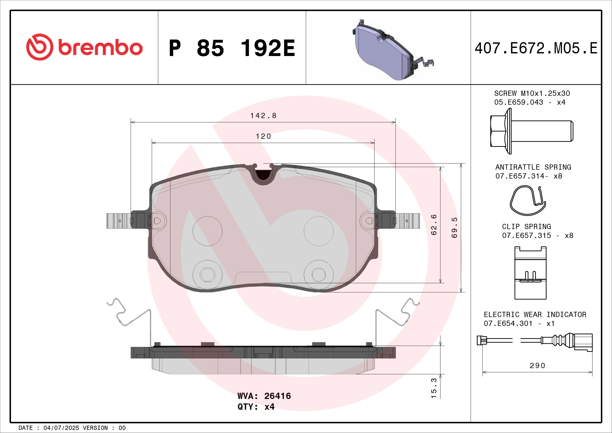 Brembo Remblokset P 85 192E