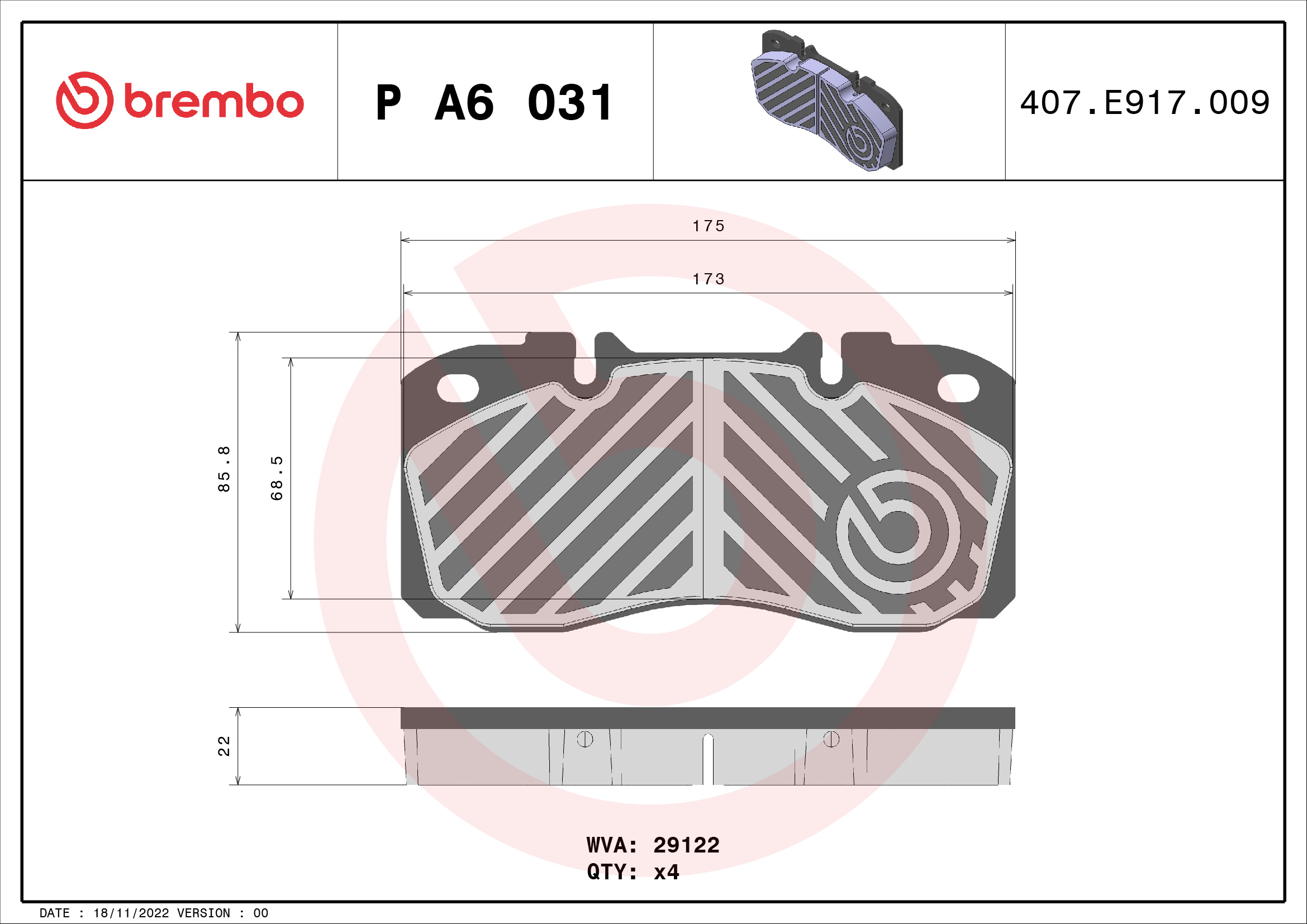 Brembo Remblokset P A6 031