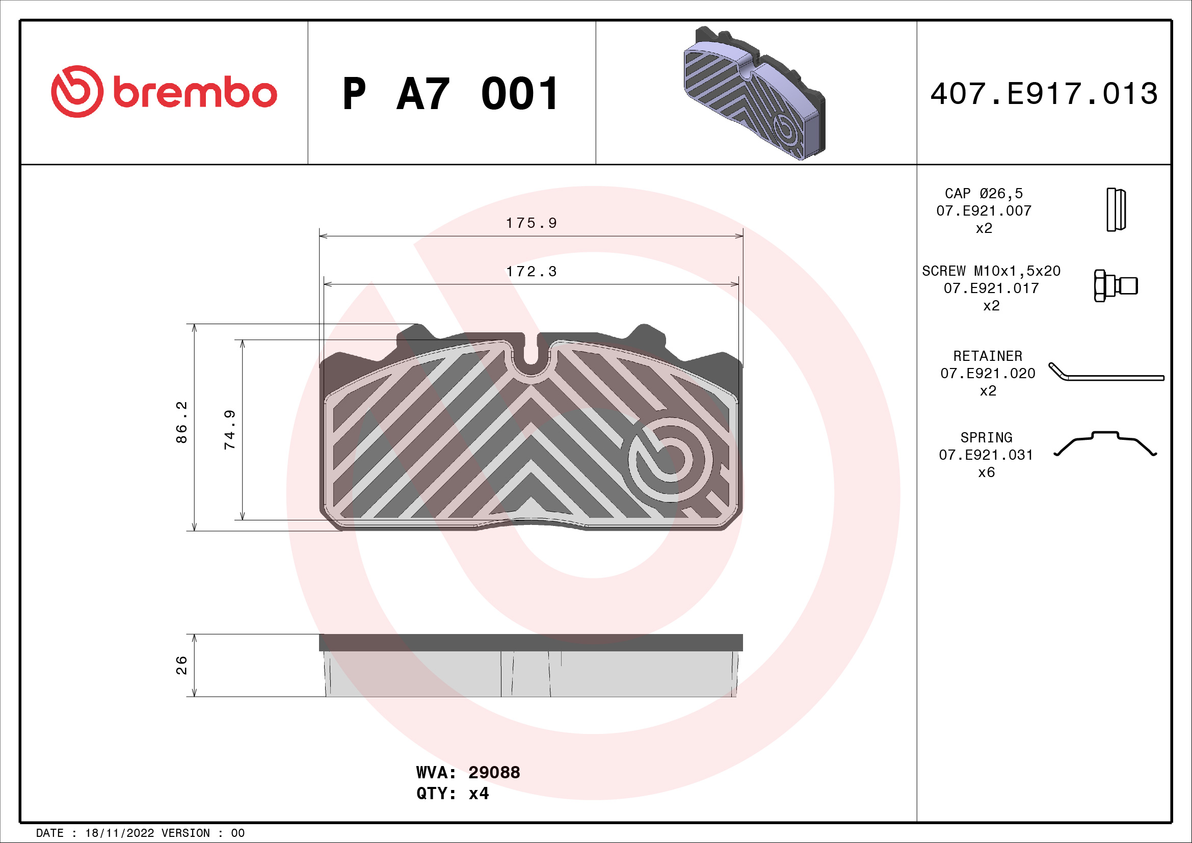 Brembo Remblokset P A7 001