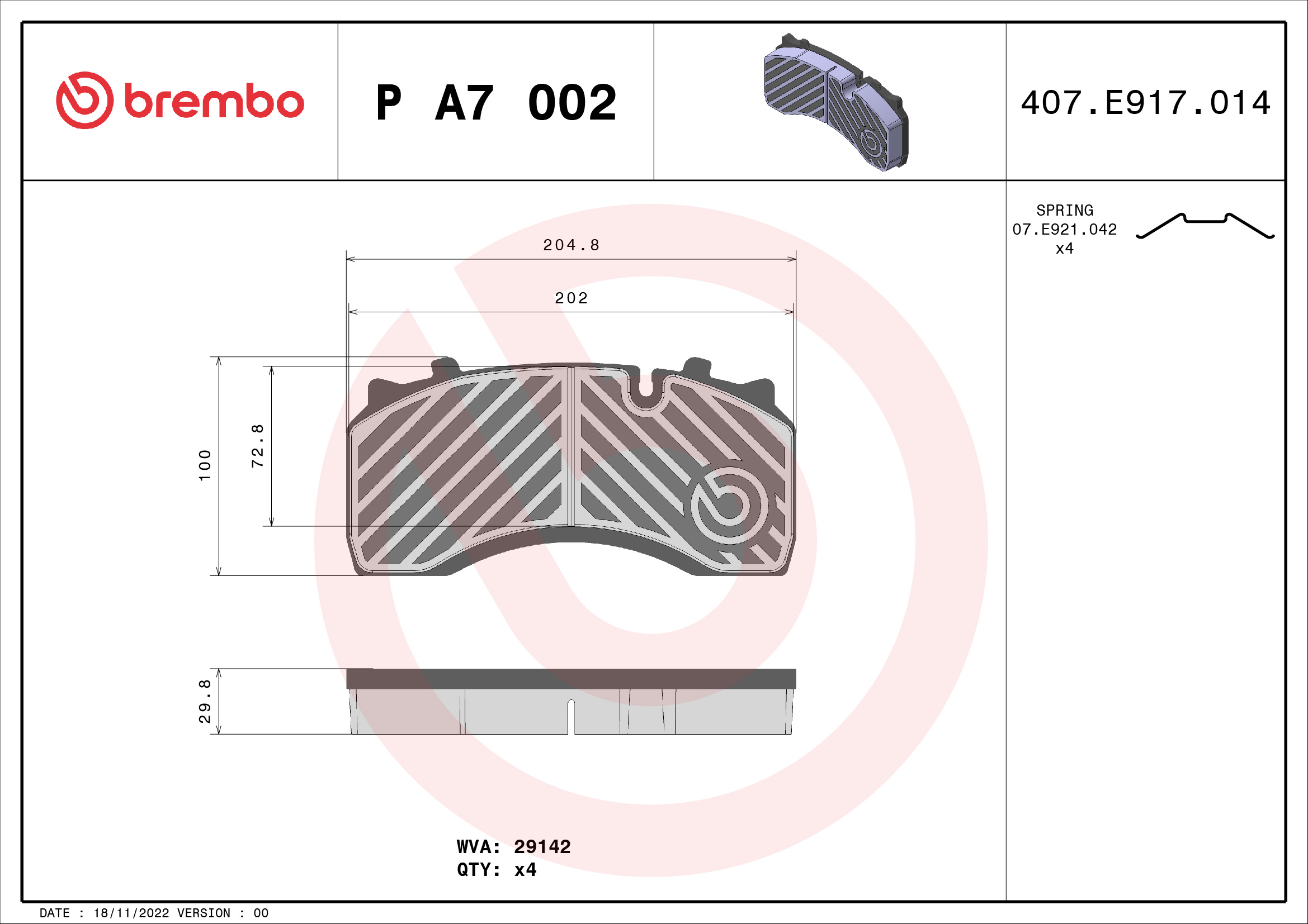 Brembo Remblokset P A7 002