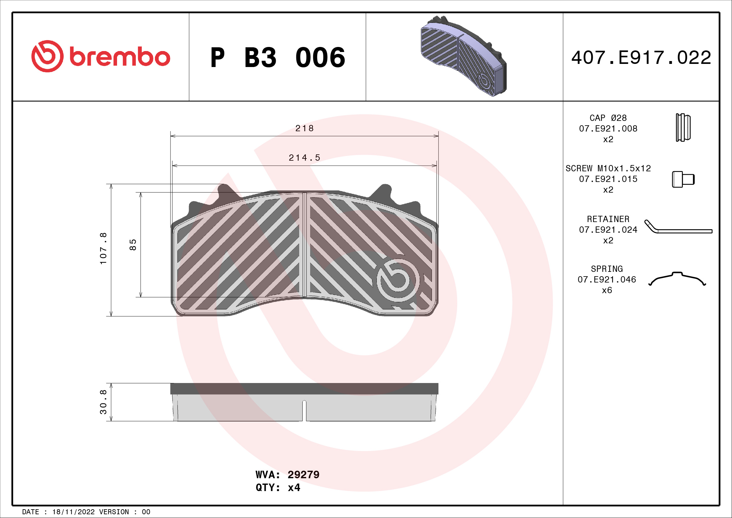 Brembo Remblokset P B3 006