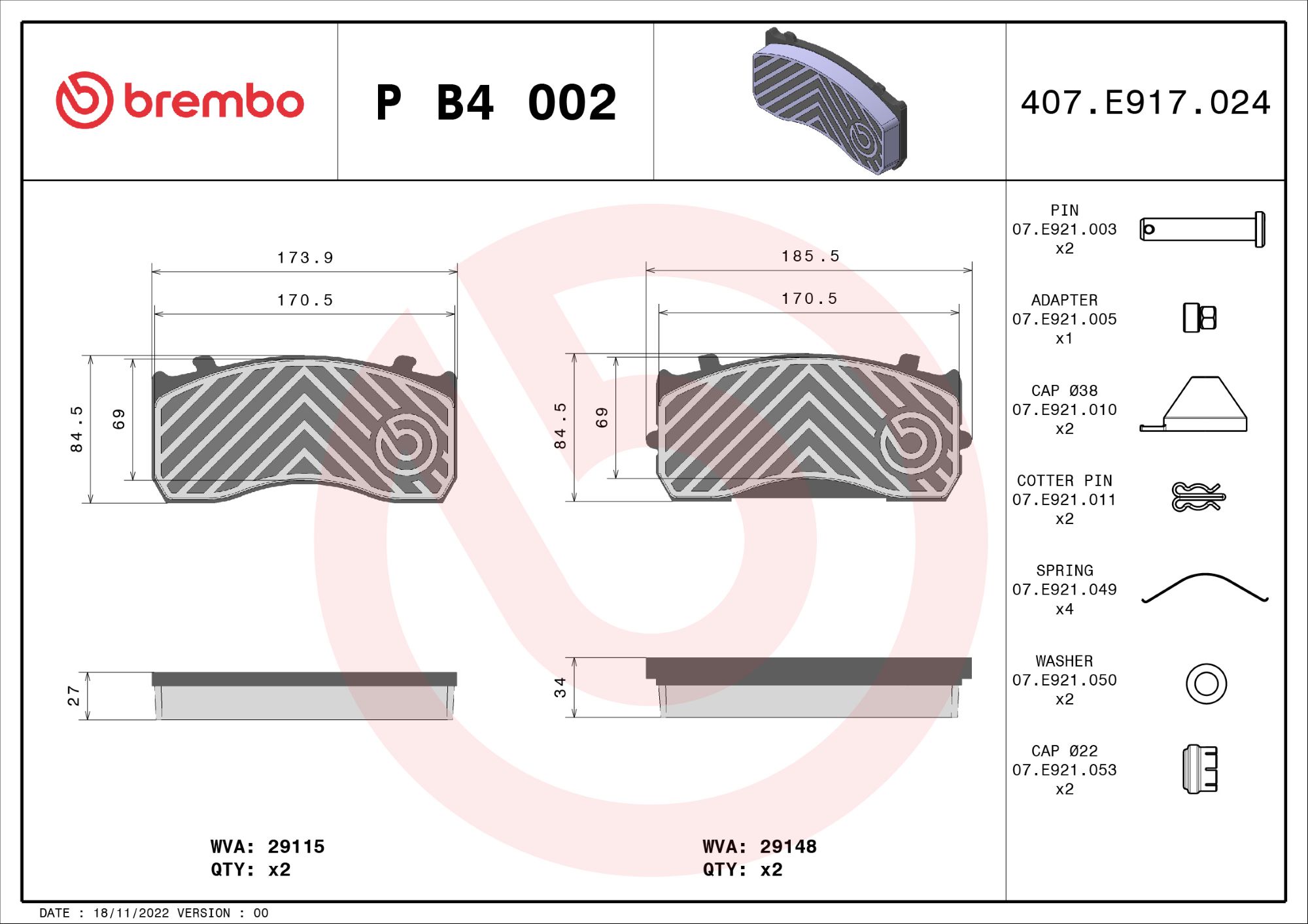 Brembo Remblokset P B4 002