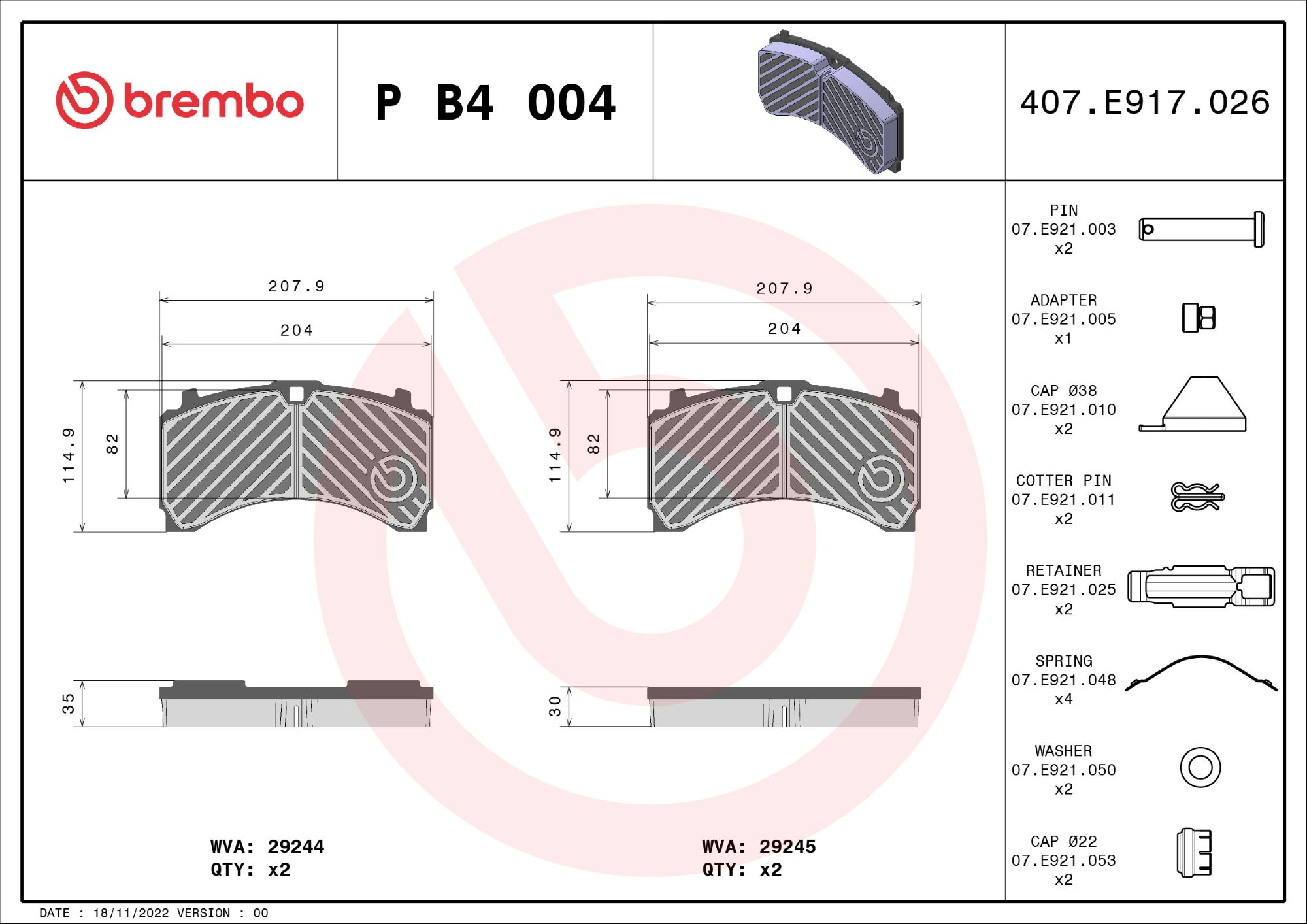 Brembo Remblokset P B4 004