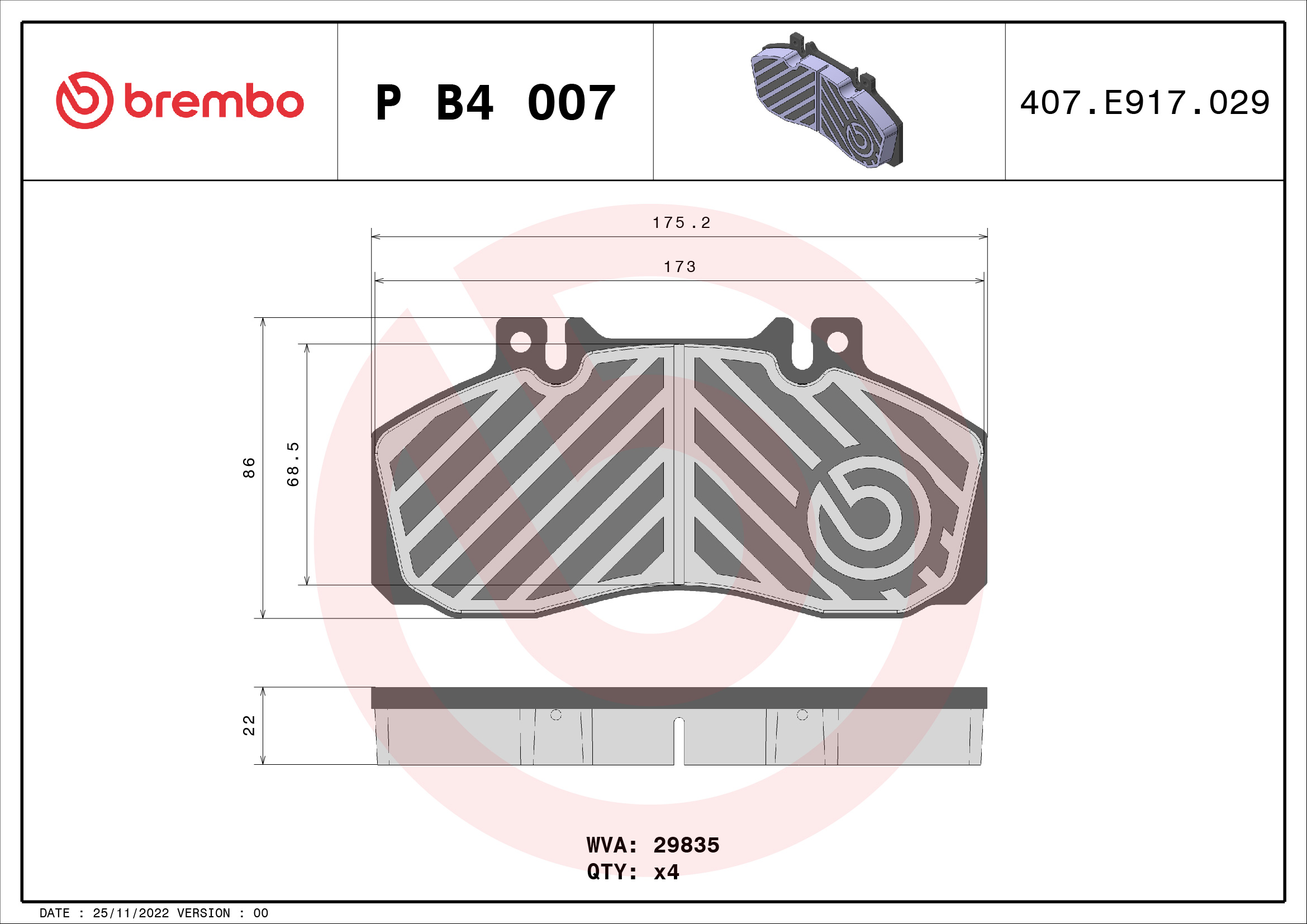Brembo Remblokset P B4 007
