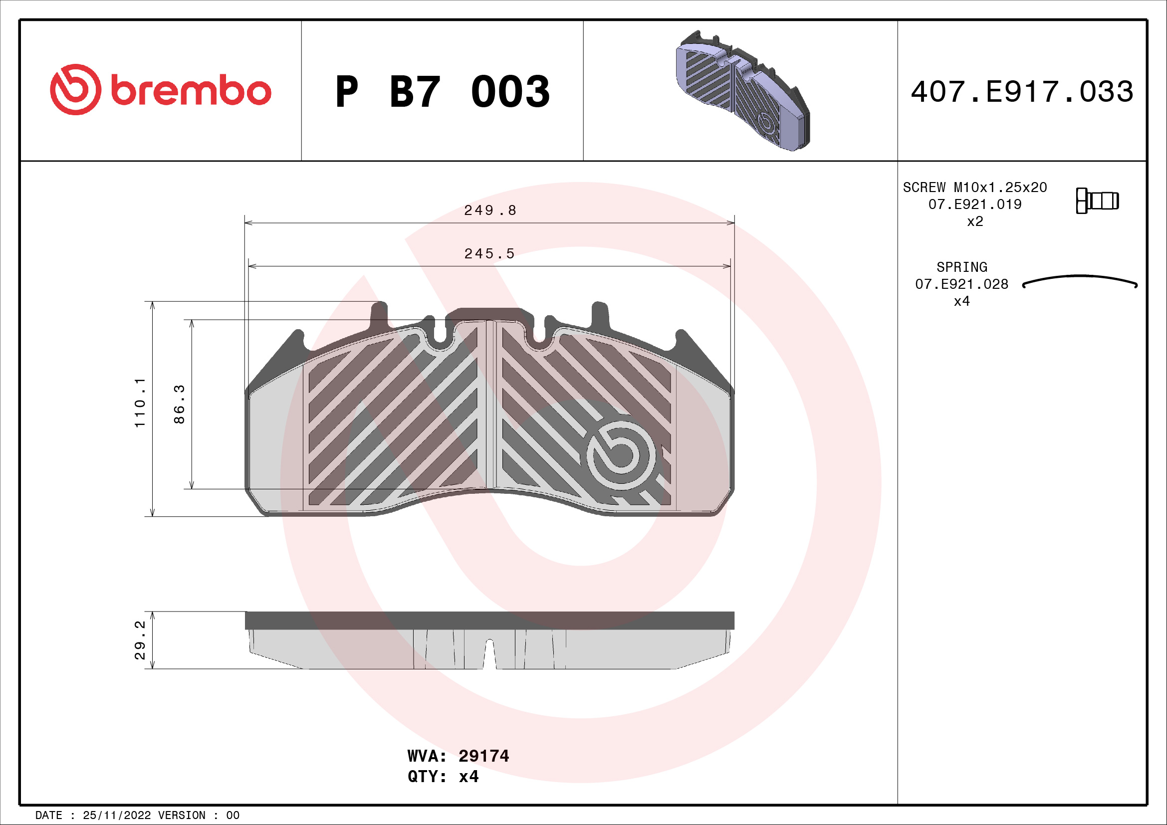 Brembo Remblokset P B7 003