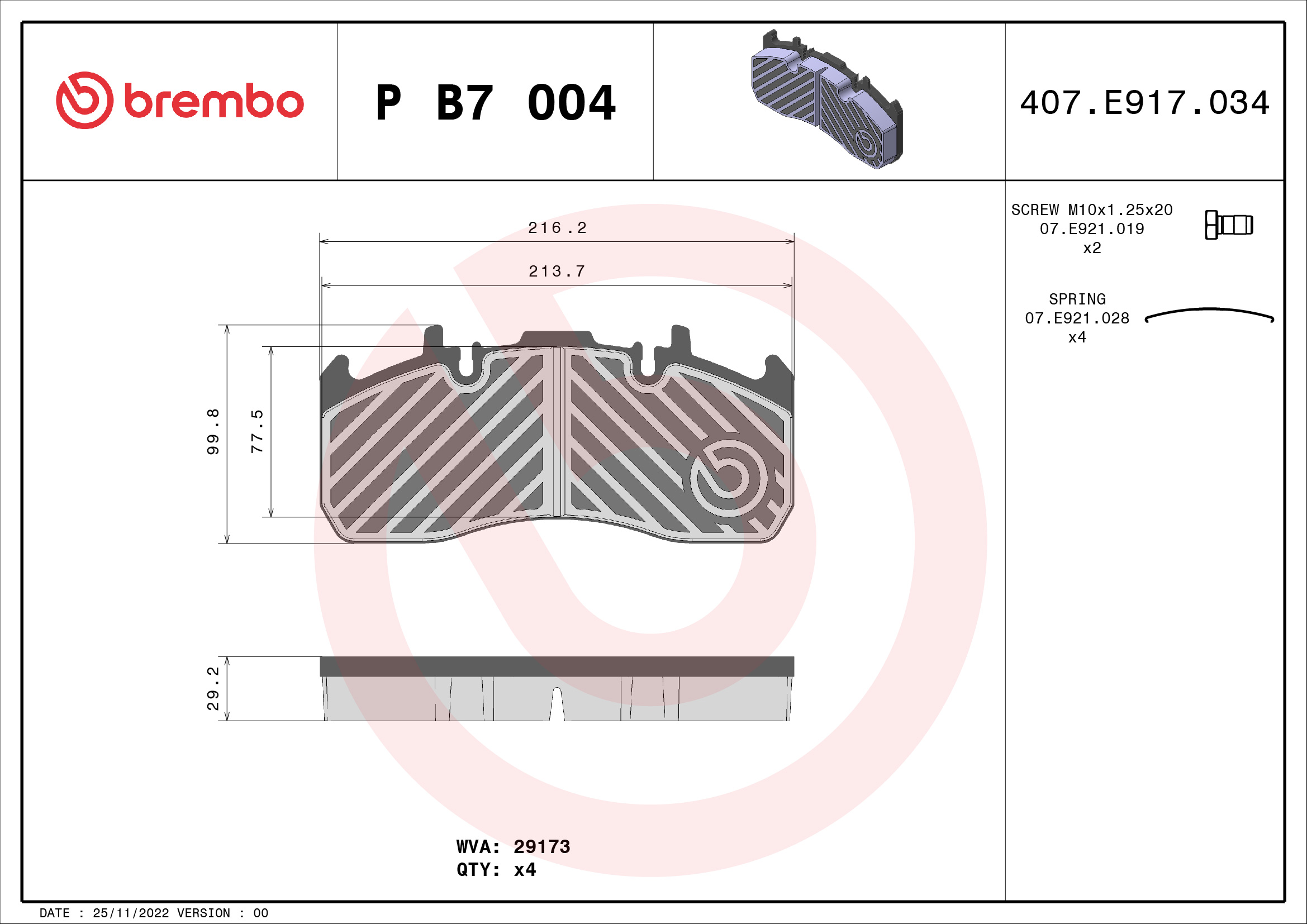 Brembo Remblokset P B7 004