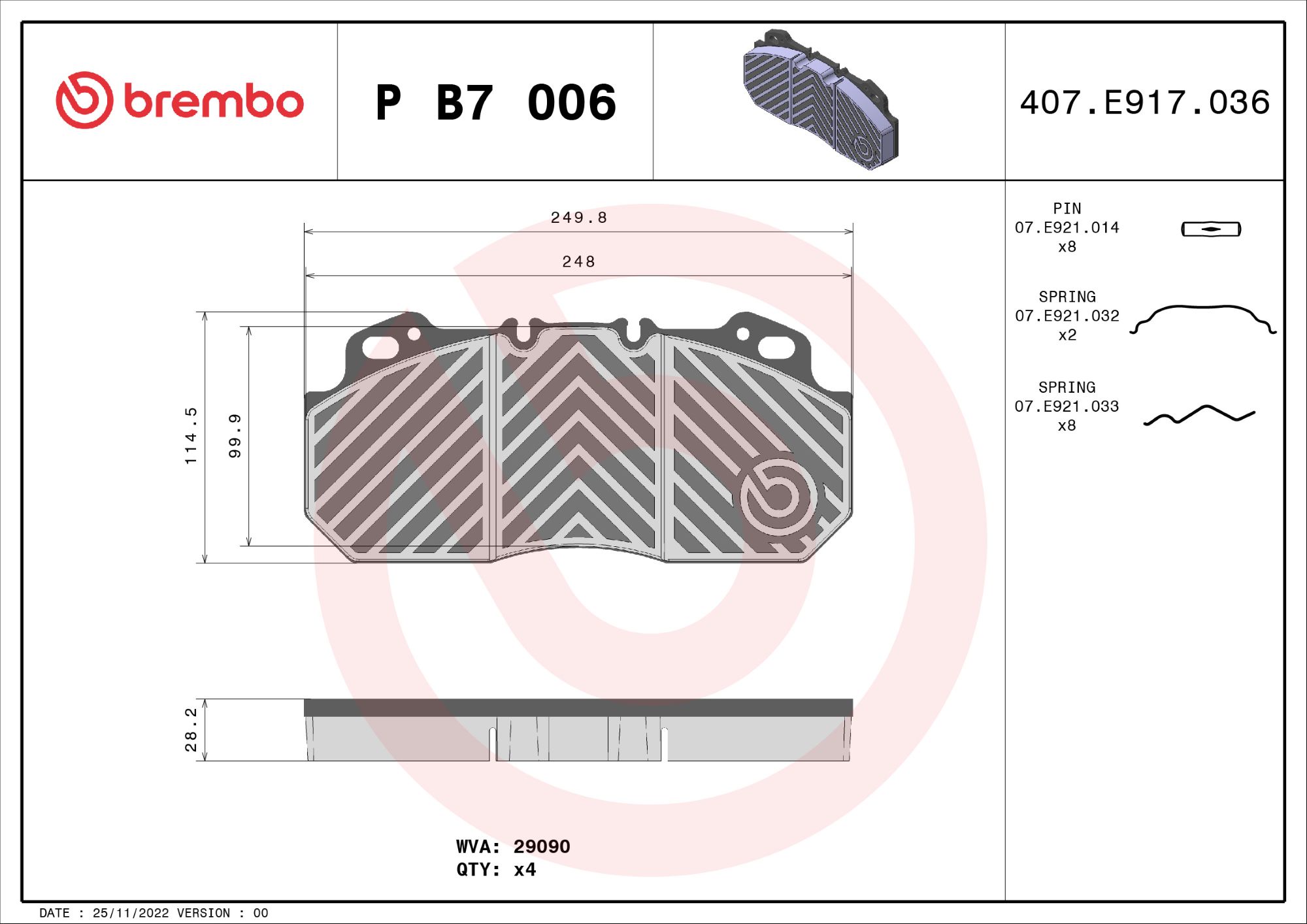 Brembo Remblokset P B7 006