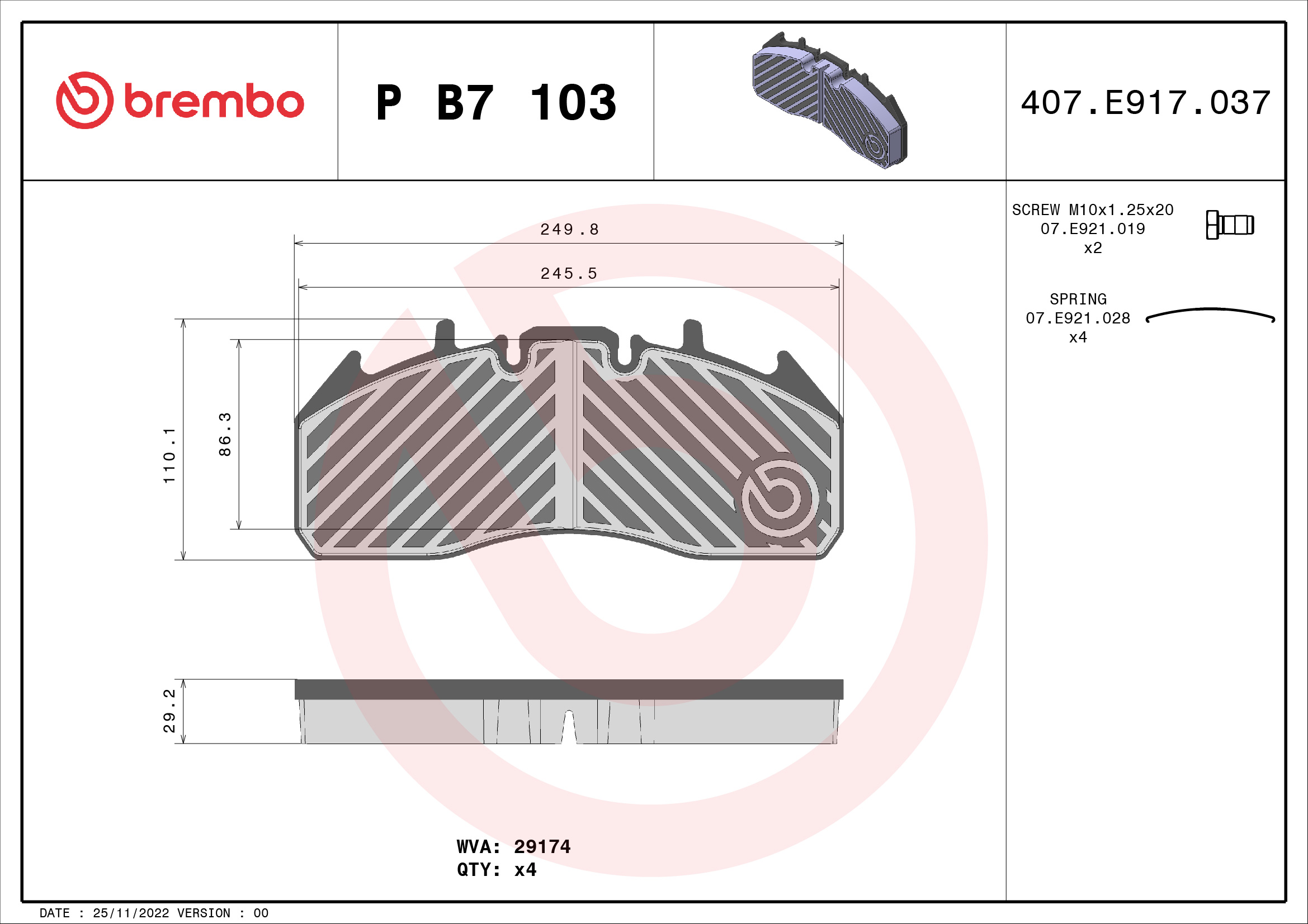 Brembo Remblokset P B7 103