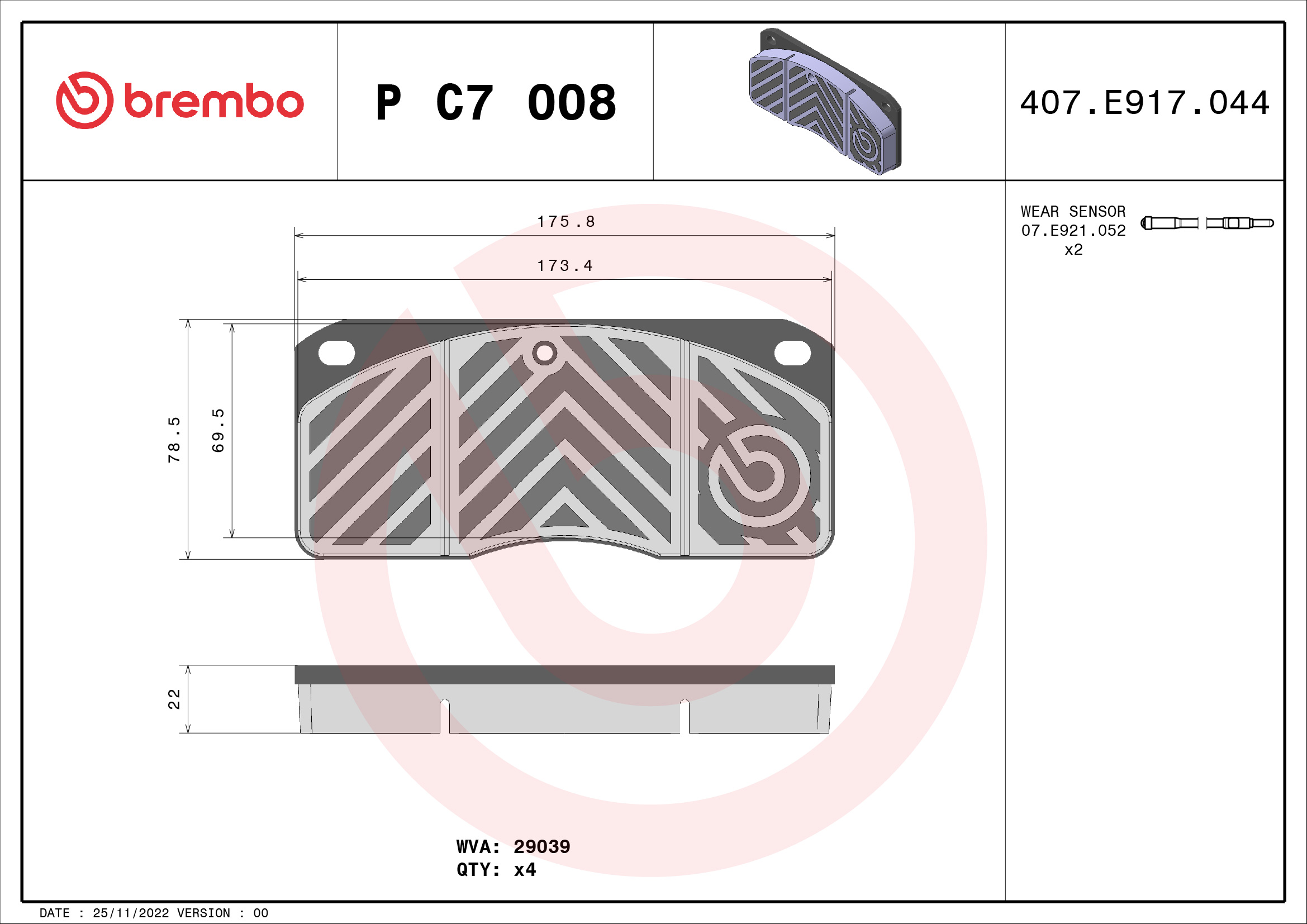 Brembo Remblokset P C7 008