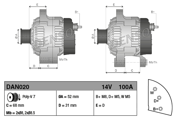 Denso Alternator/Dynamo DAN020