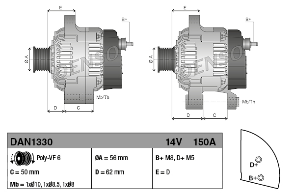 Denso Alternator/Dynamo DAN1330