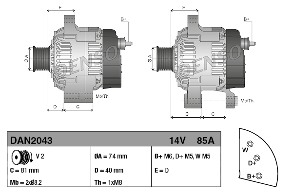 Denso Alternator/Dynamo DAN2043