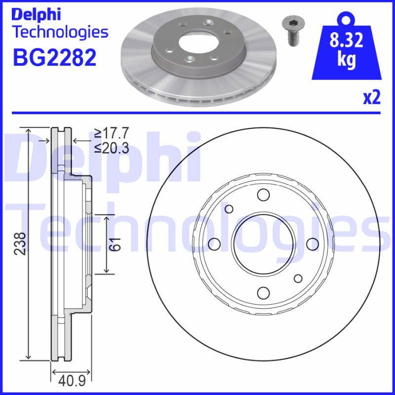 Delphi Diesel Remschijven BG2282